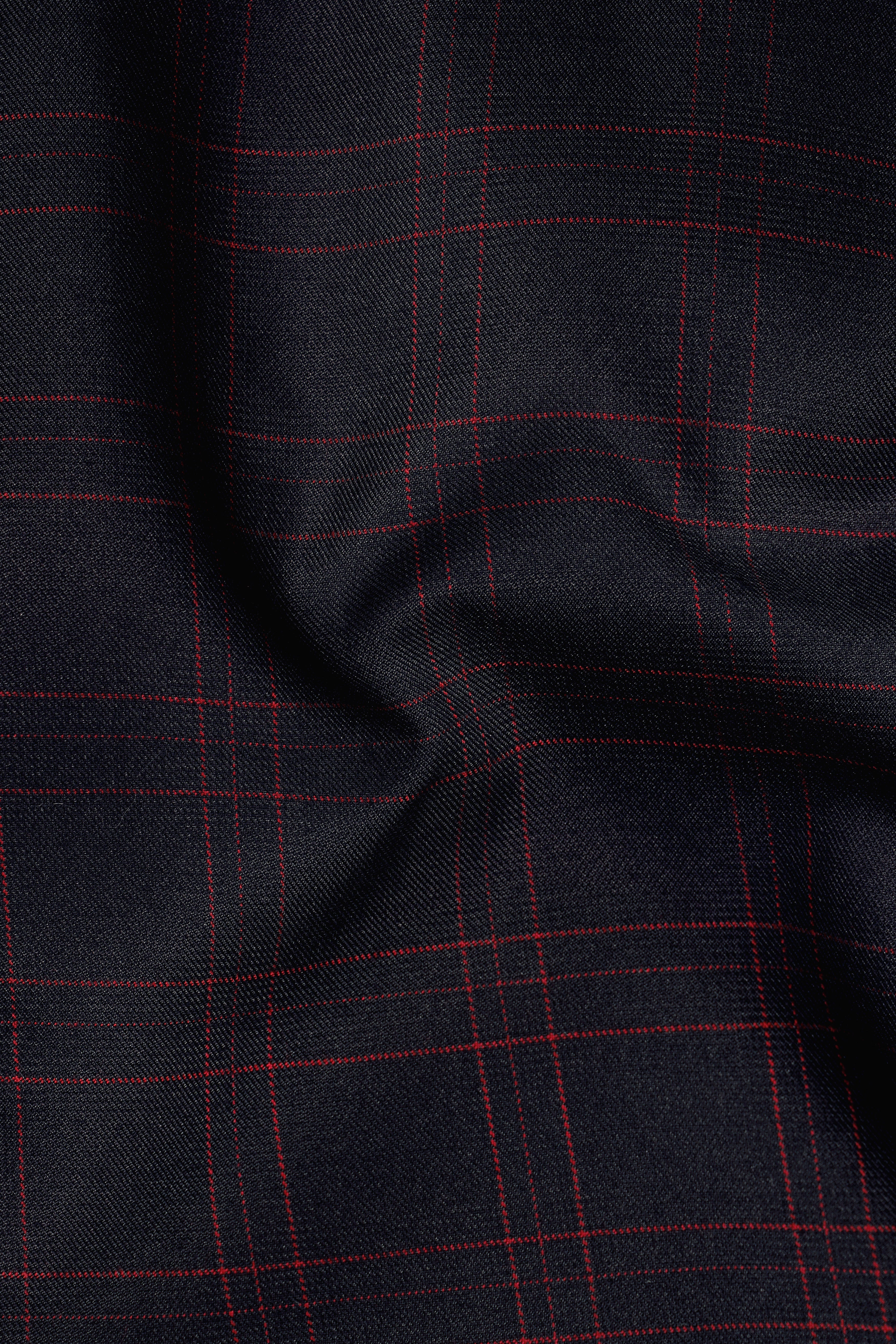 Onyx Black windowpane Cross Placket Bandhgala Blazer