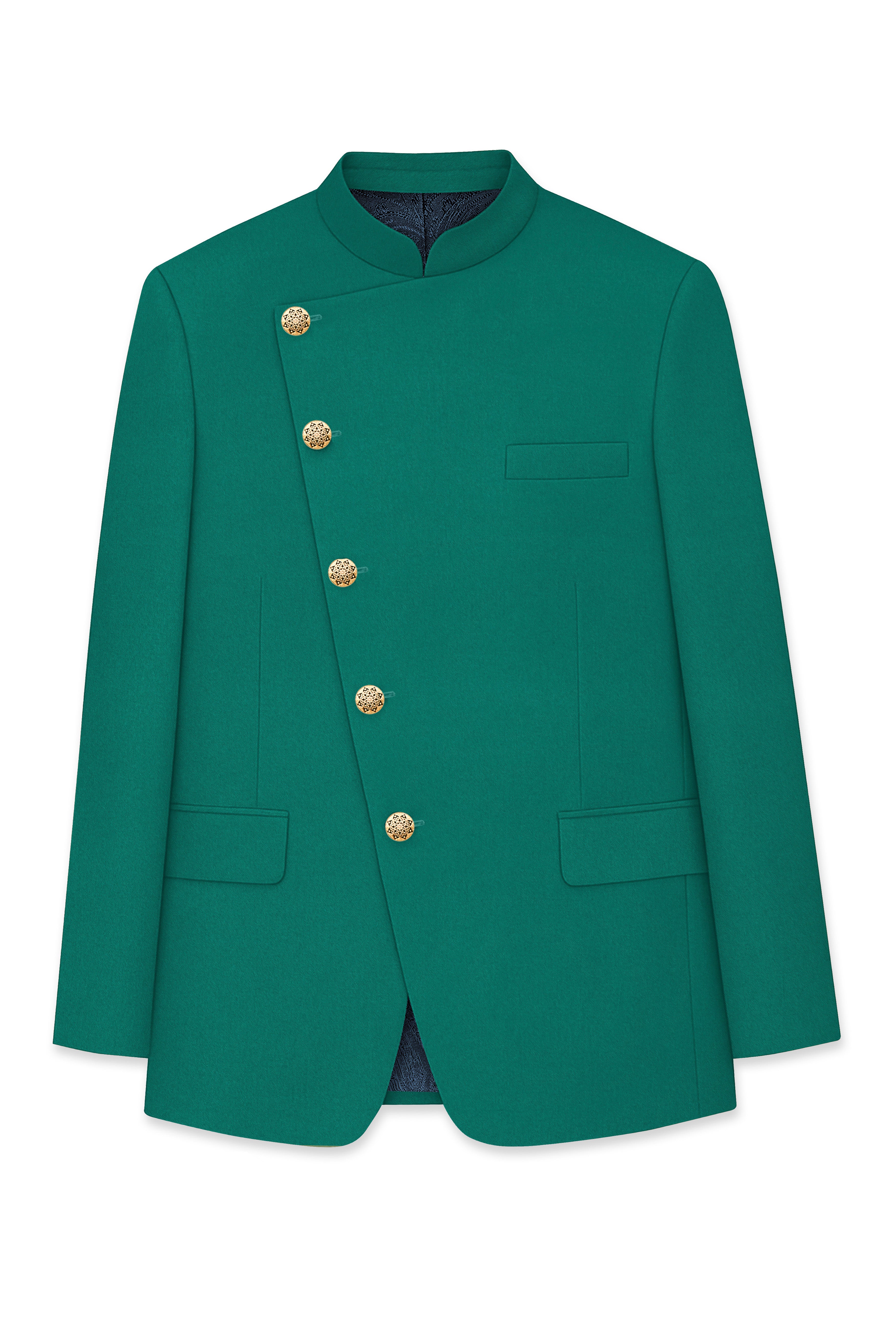 Stromboli Green Cross Placket Bandhgala Blazer