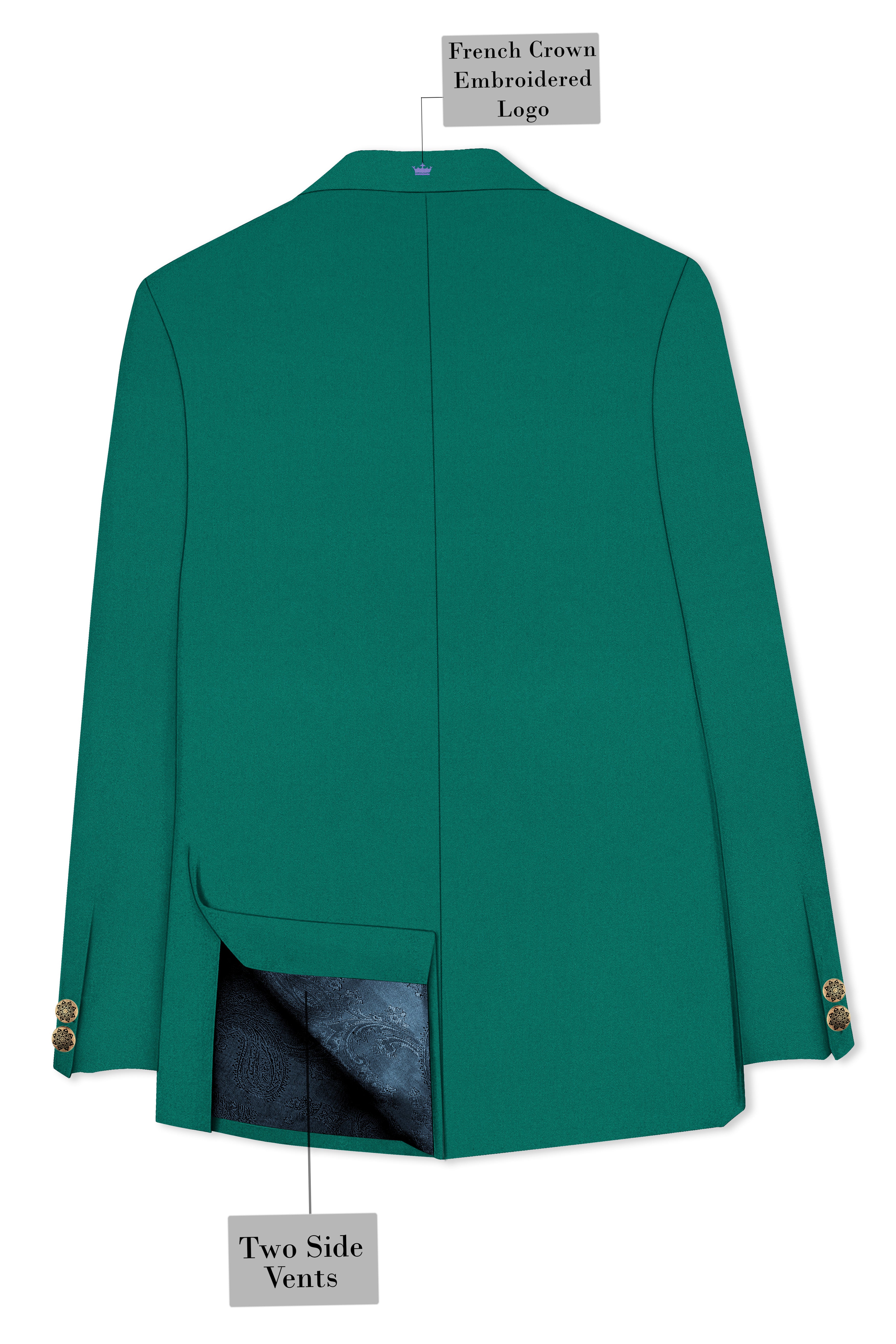 Stromboli Green Cross Placket Bandhgala Blazer