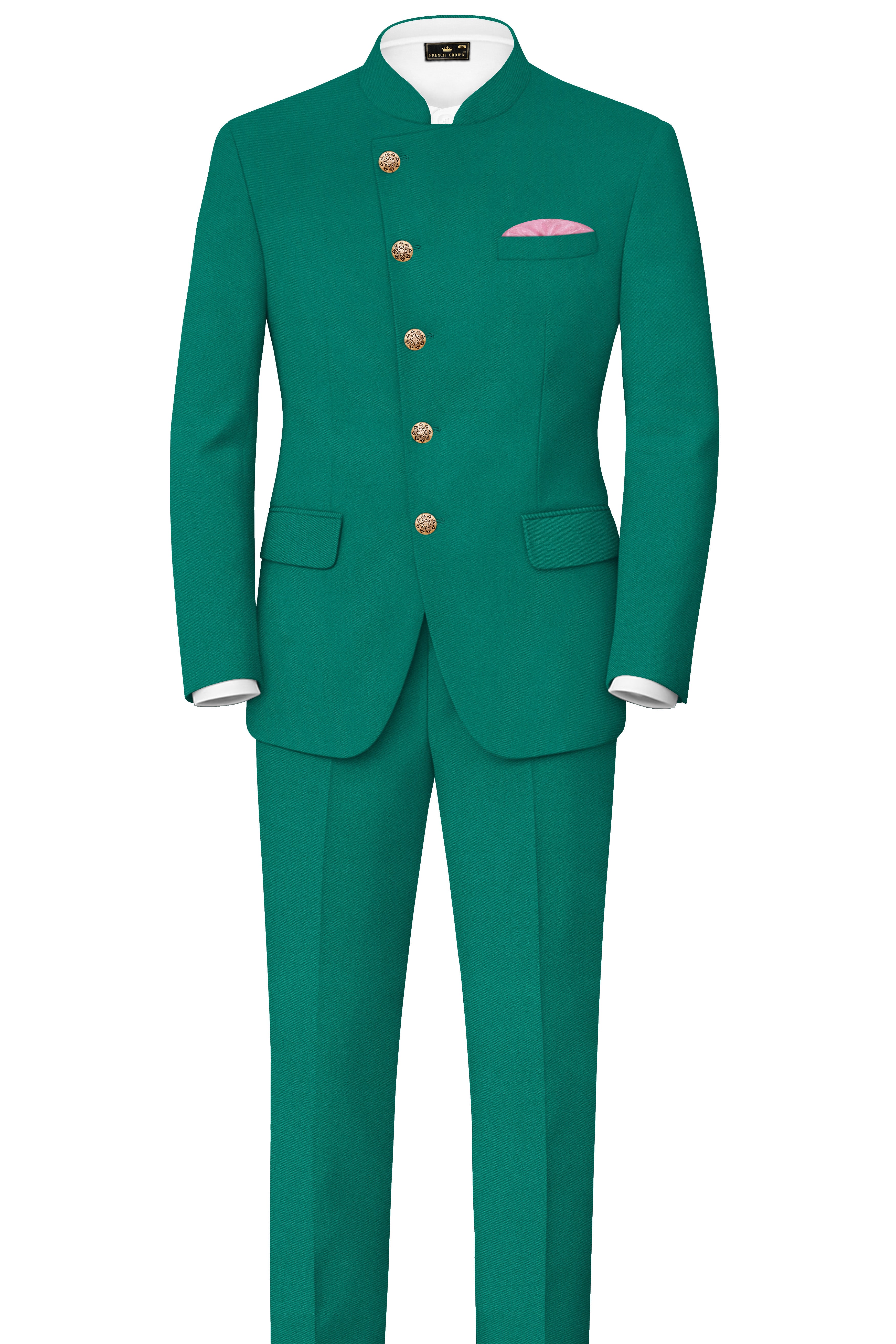 Stromboli Green Cross Placket Bandhgala Blazer