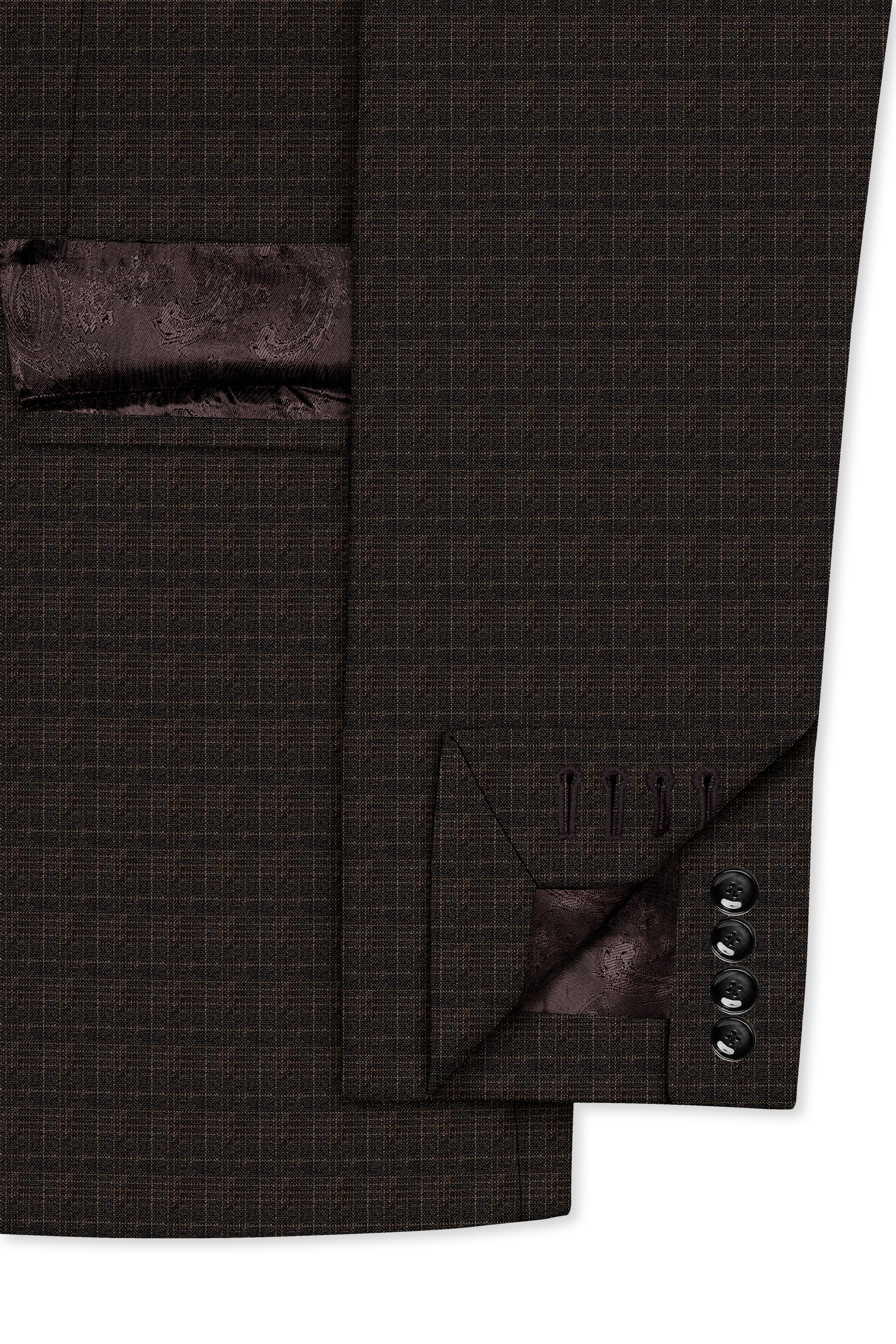 Emperor Gray with Hemlock Dark Brown Checkered Double Breasted Blazer