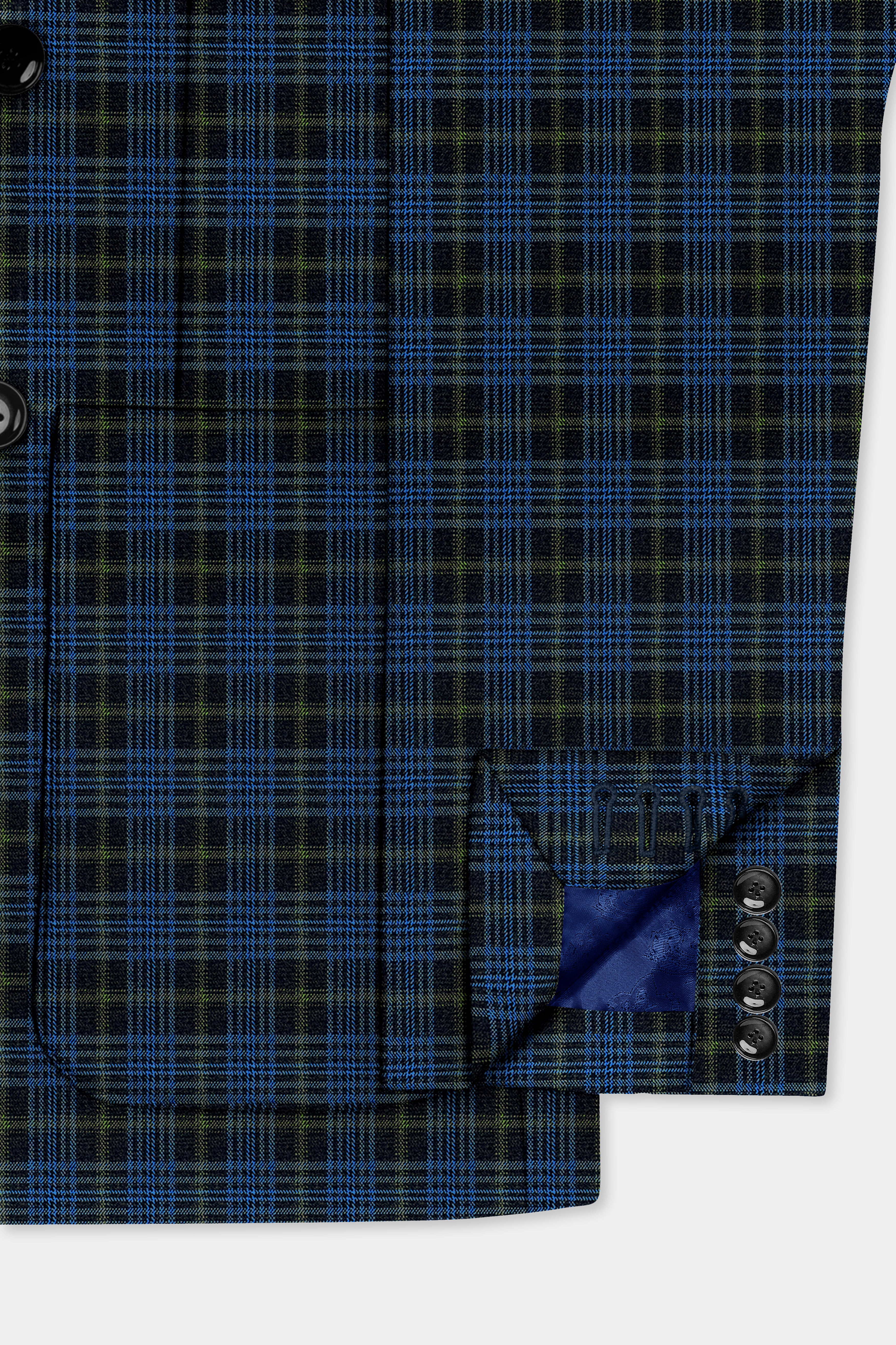 Fiord Blue with Black Russian Plaid Double Breasted Sports Blazer