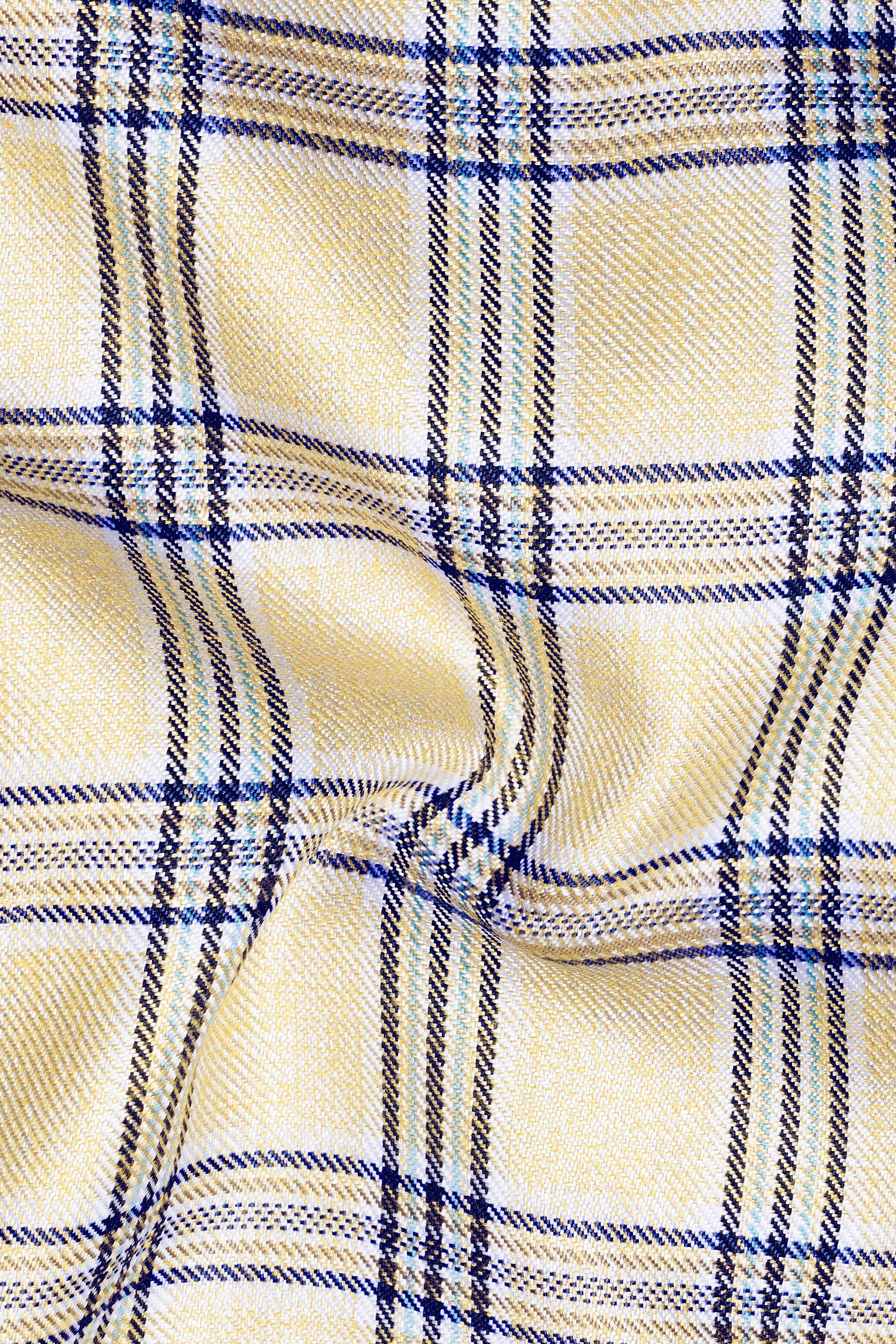 Coriander Light Brown with Rhino Blue Plaid Single Breasted Blazer