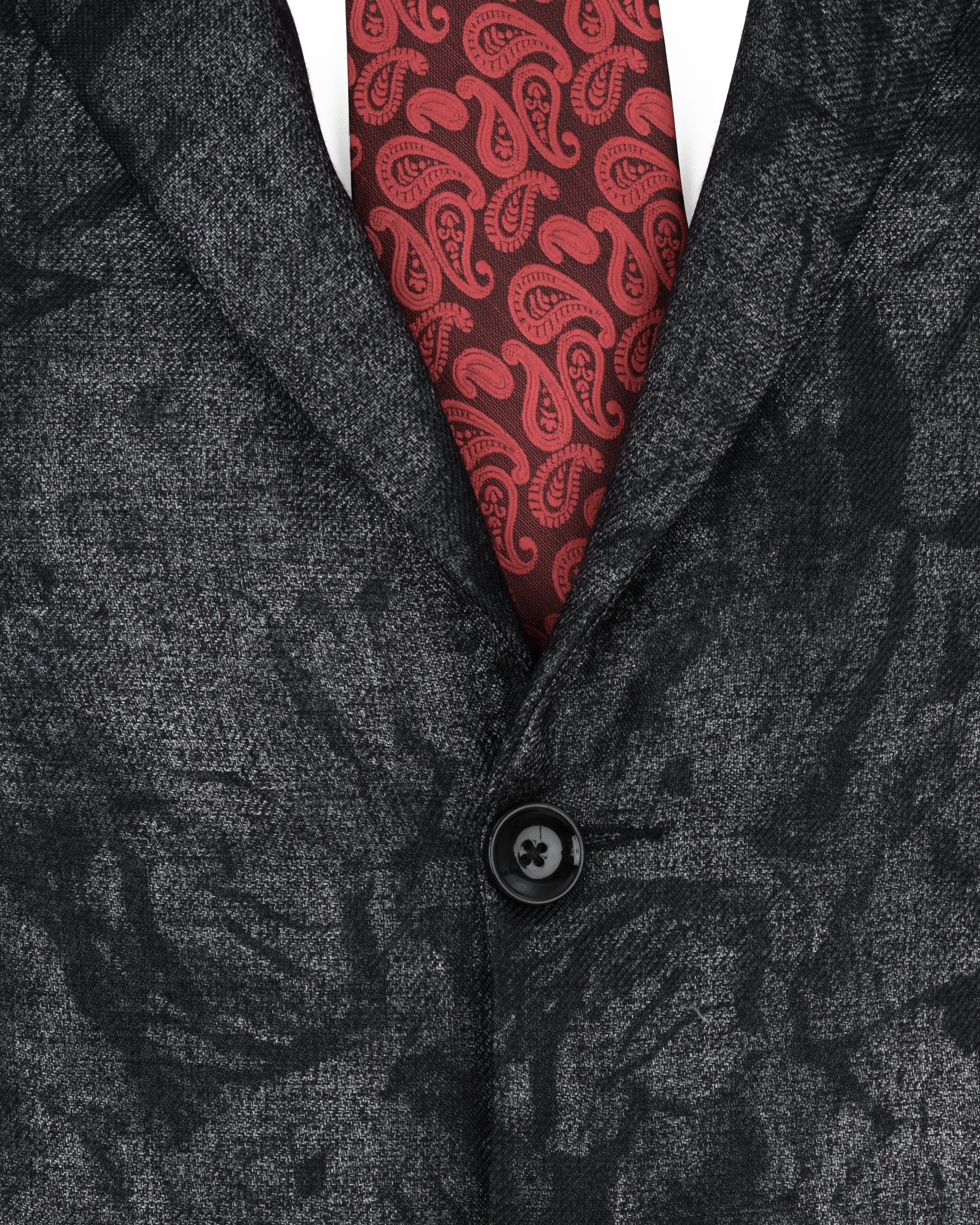 Flint Gray and Jade Black Textured Single Breasted Designer Blazer