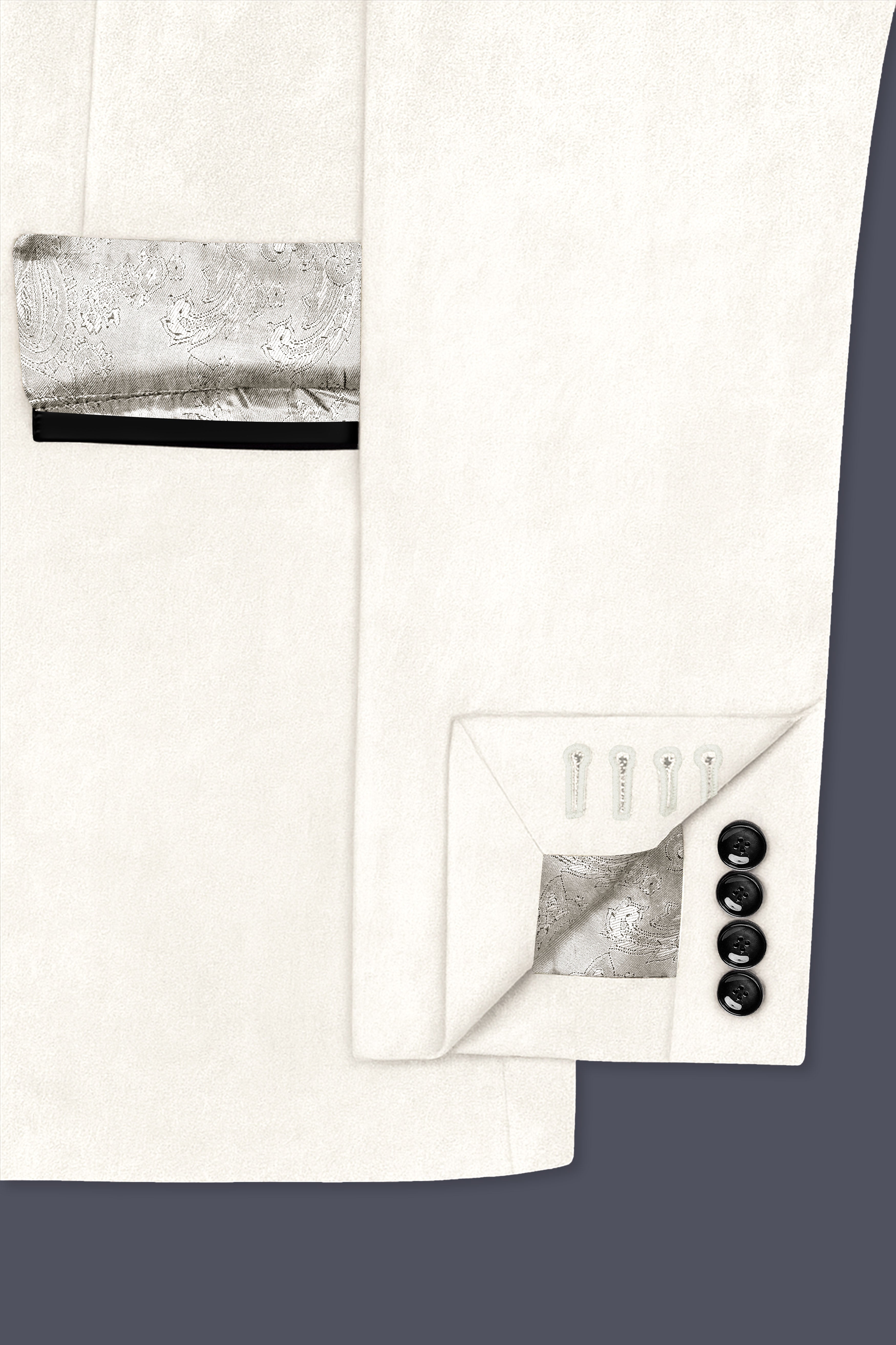 Bright White Single Breasted Premium Velvet Designer Blazer