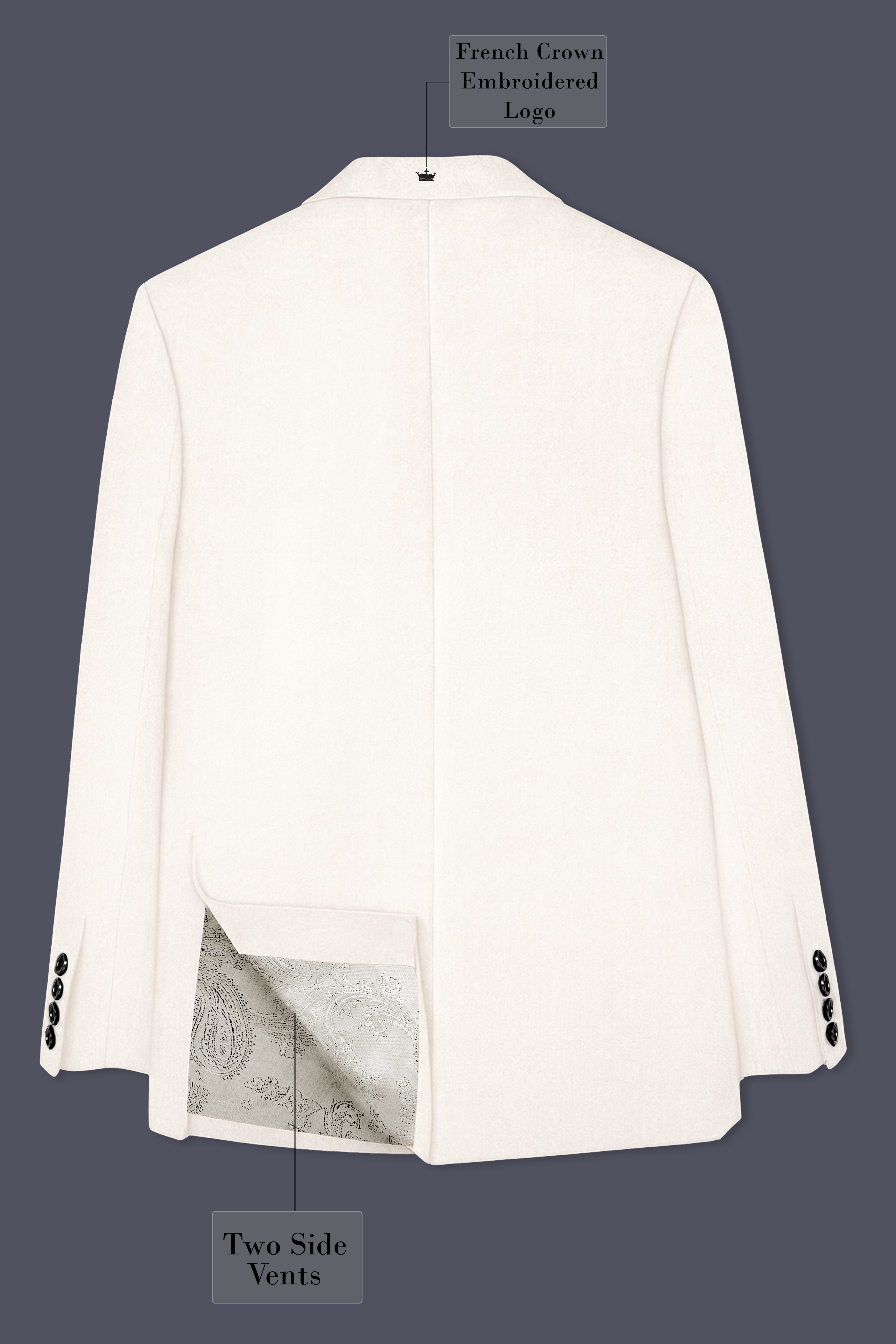 Bright White Single Breasted Premium Velvet Designer Blazer