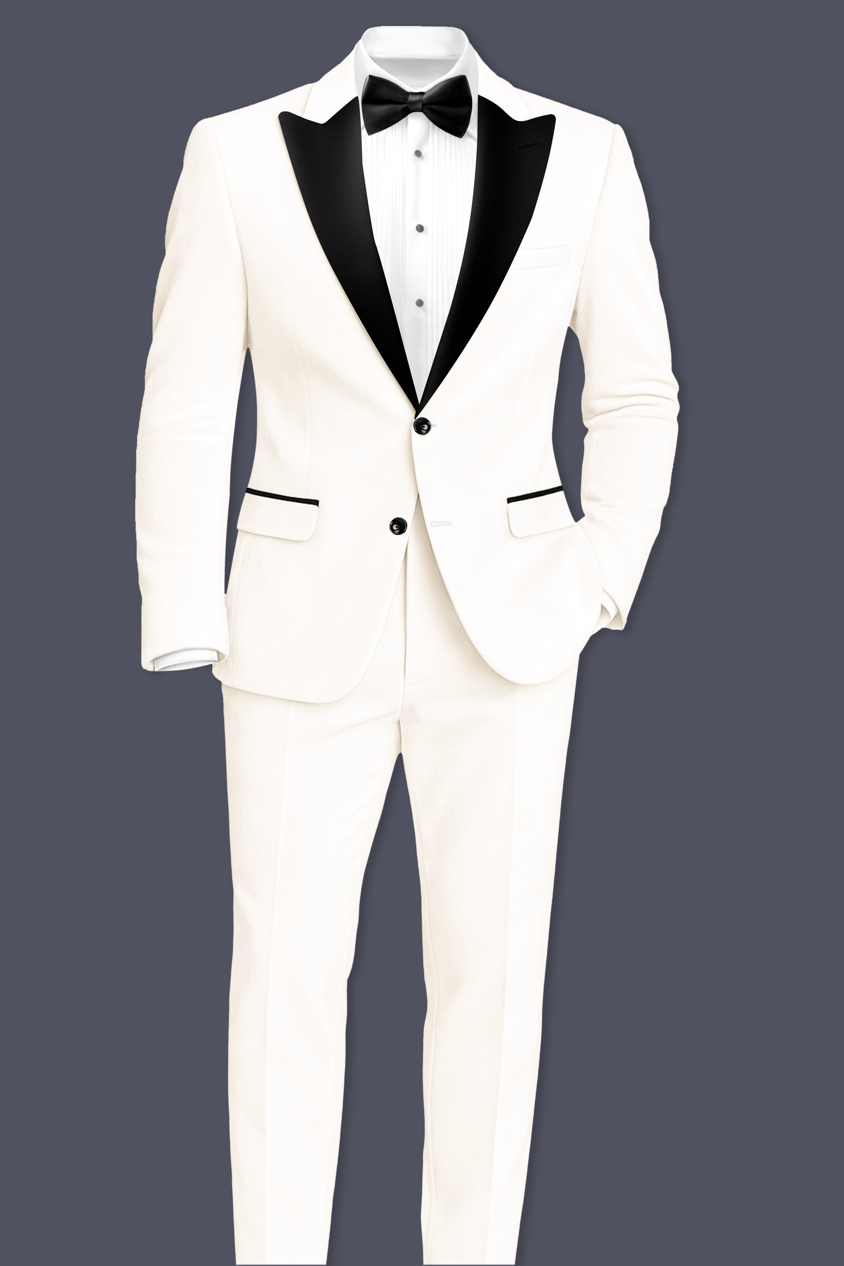 Bright White Single Breasted Premium Velvet Designer Blazer