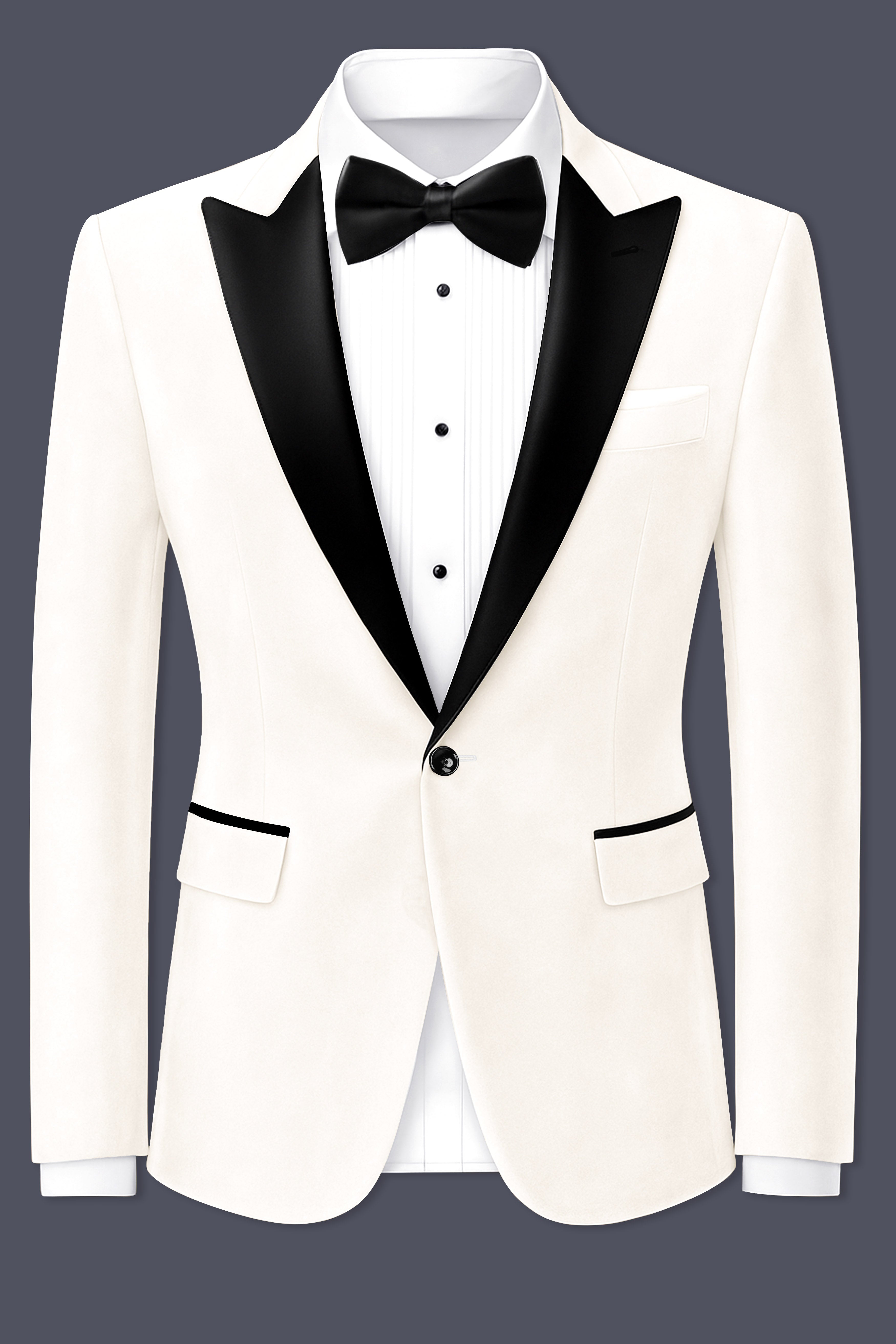 Bright White Single Breasted Premium Velvet Designer Blazer