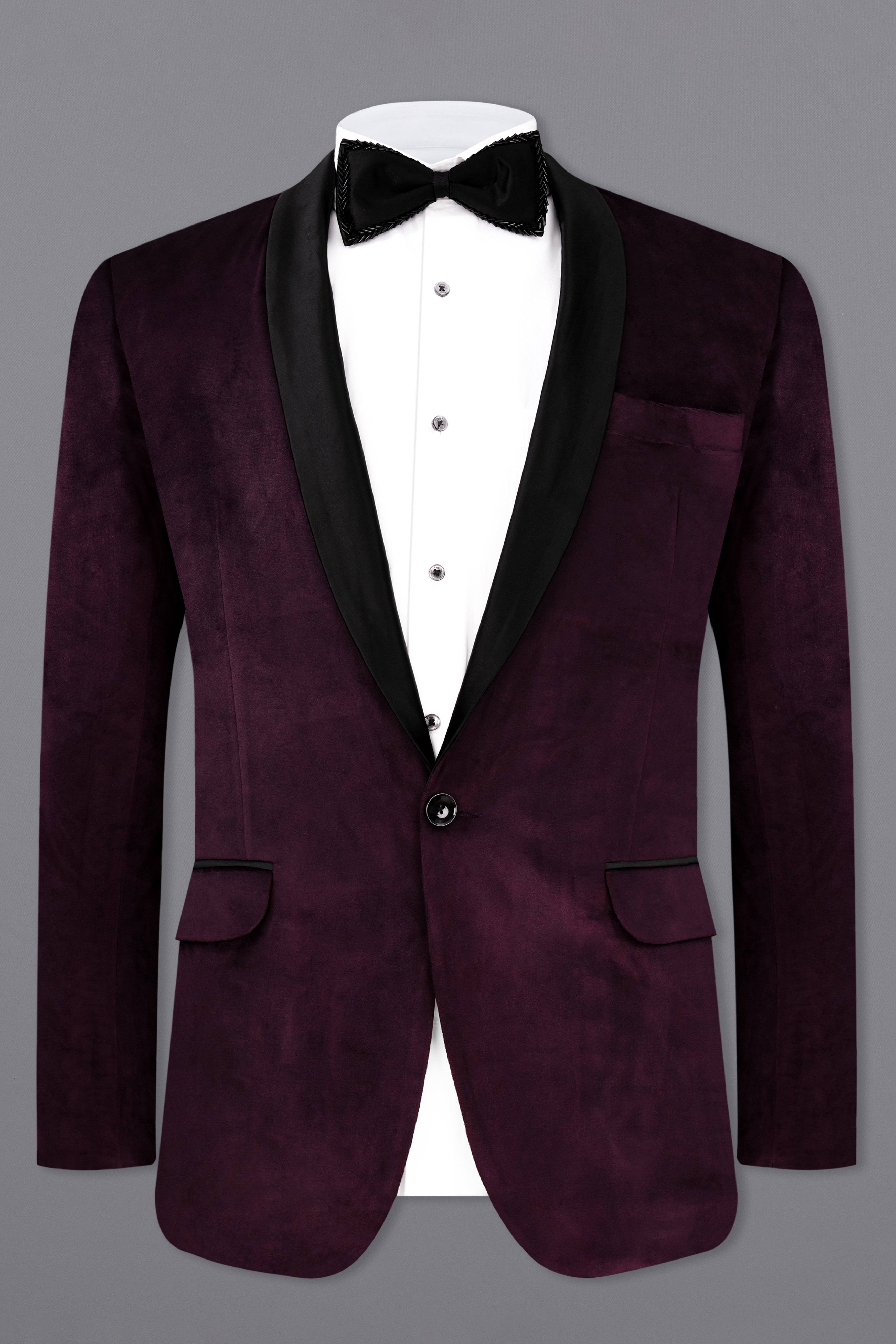 Eclipse Wine Velvet Tuxedo Blazer