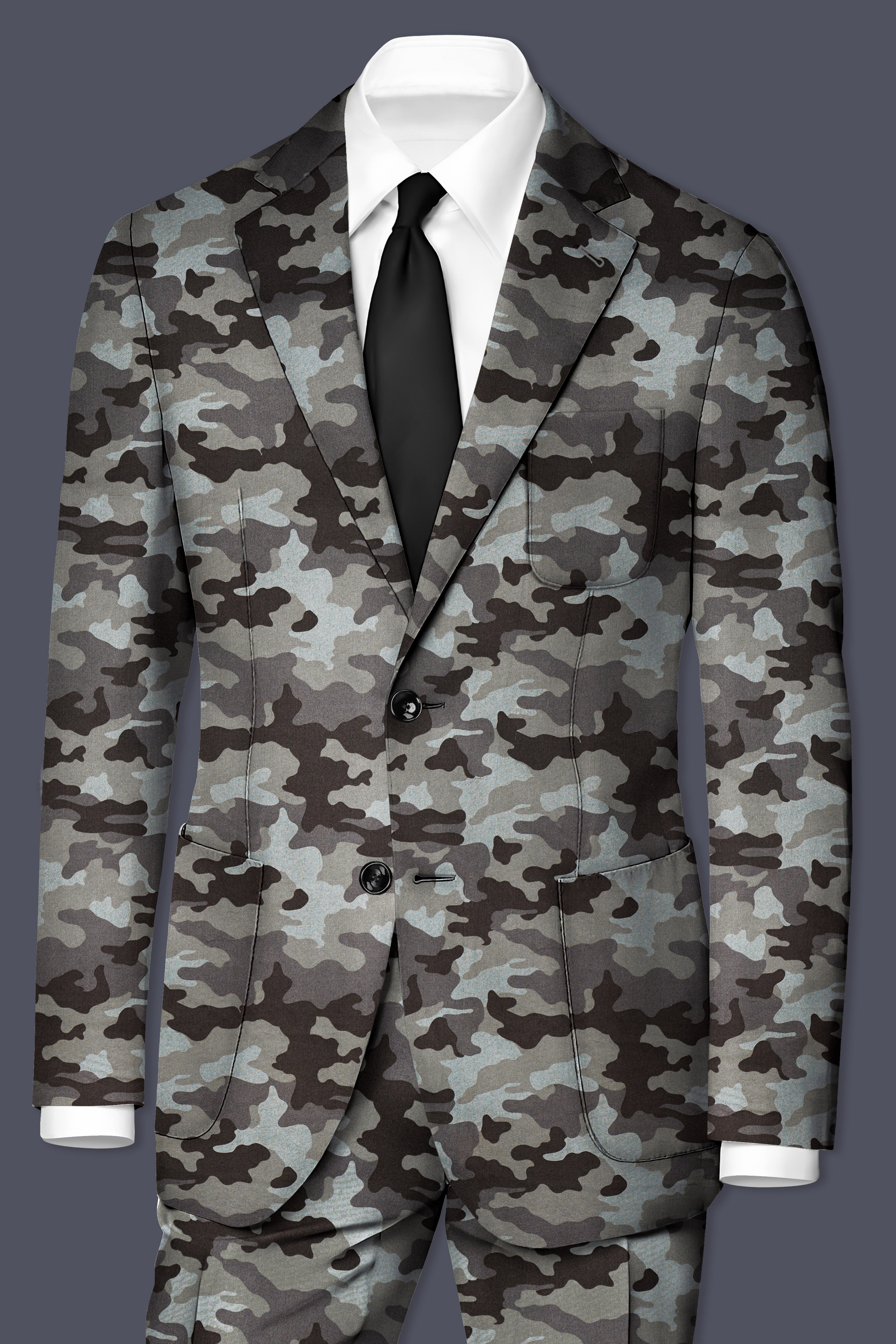 Gravel Gray with Iridium Brown Camouflage Premium Cotton Designer Sports Blazer