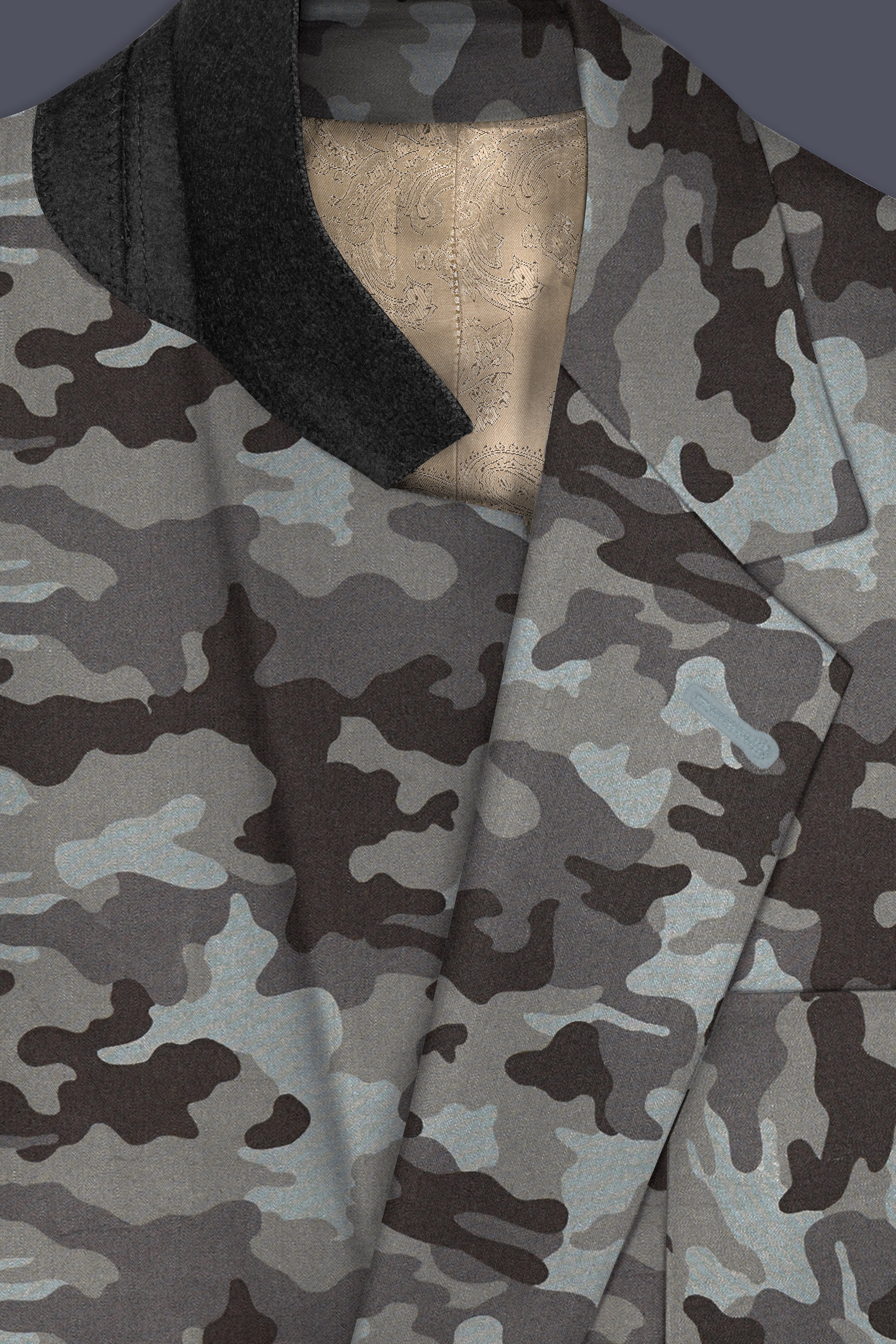 Gravel Gray with Iridium Brown Camouflage Premium Cotton Designer Sports Blazer