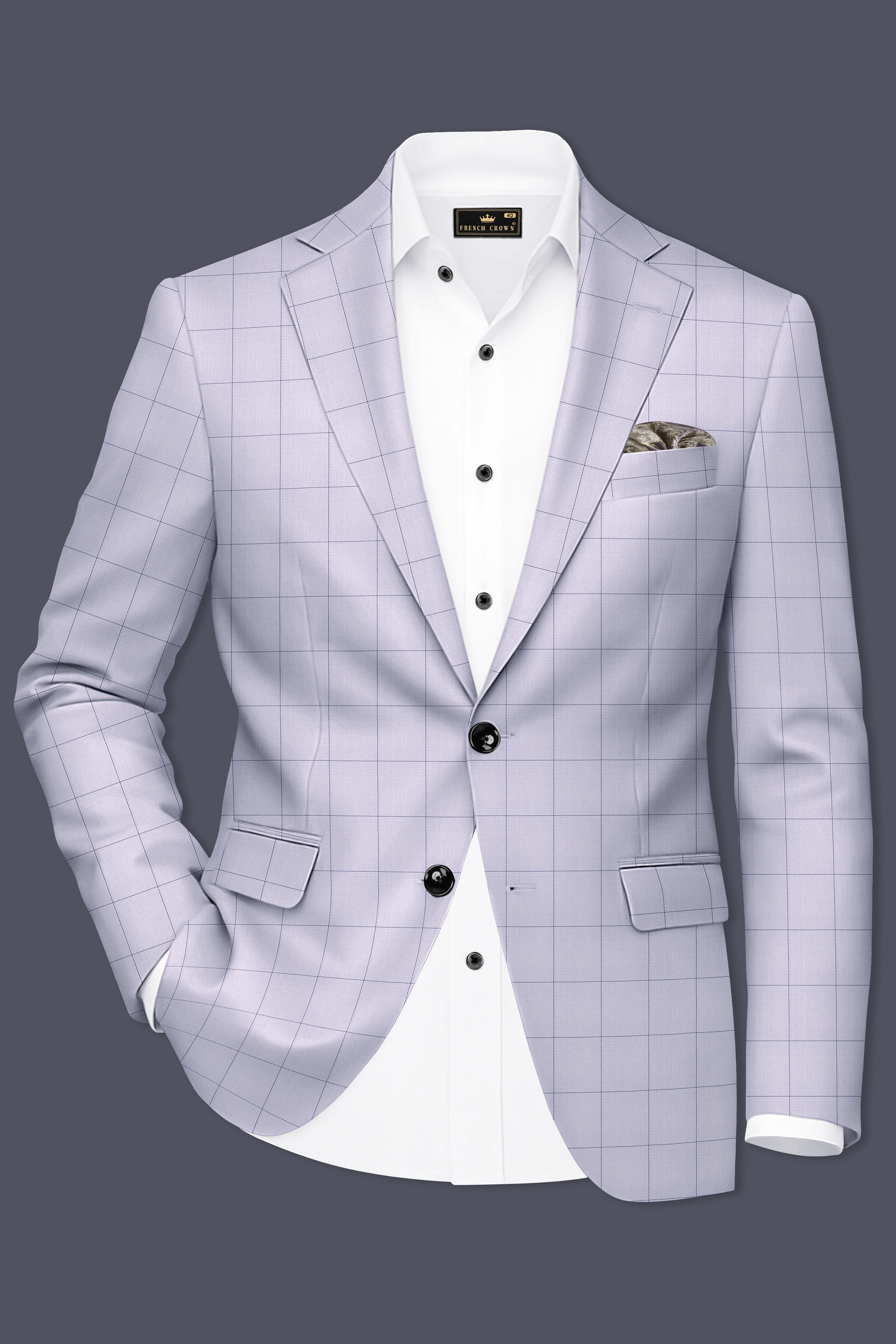 Regent Gray Windowpane Single Breasted Blazer