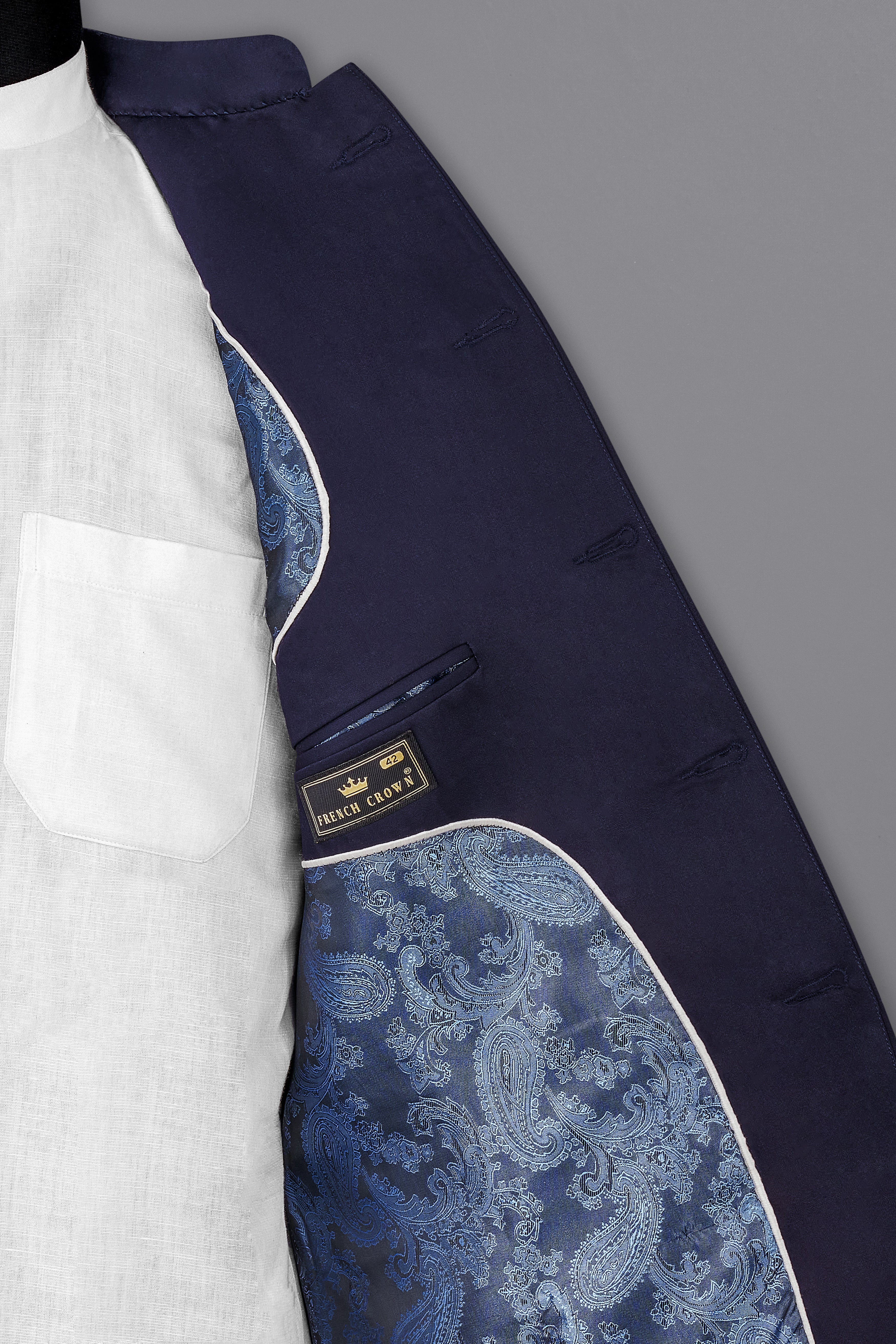 Blue Subtle Sheen Bandhgala Blazer