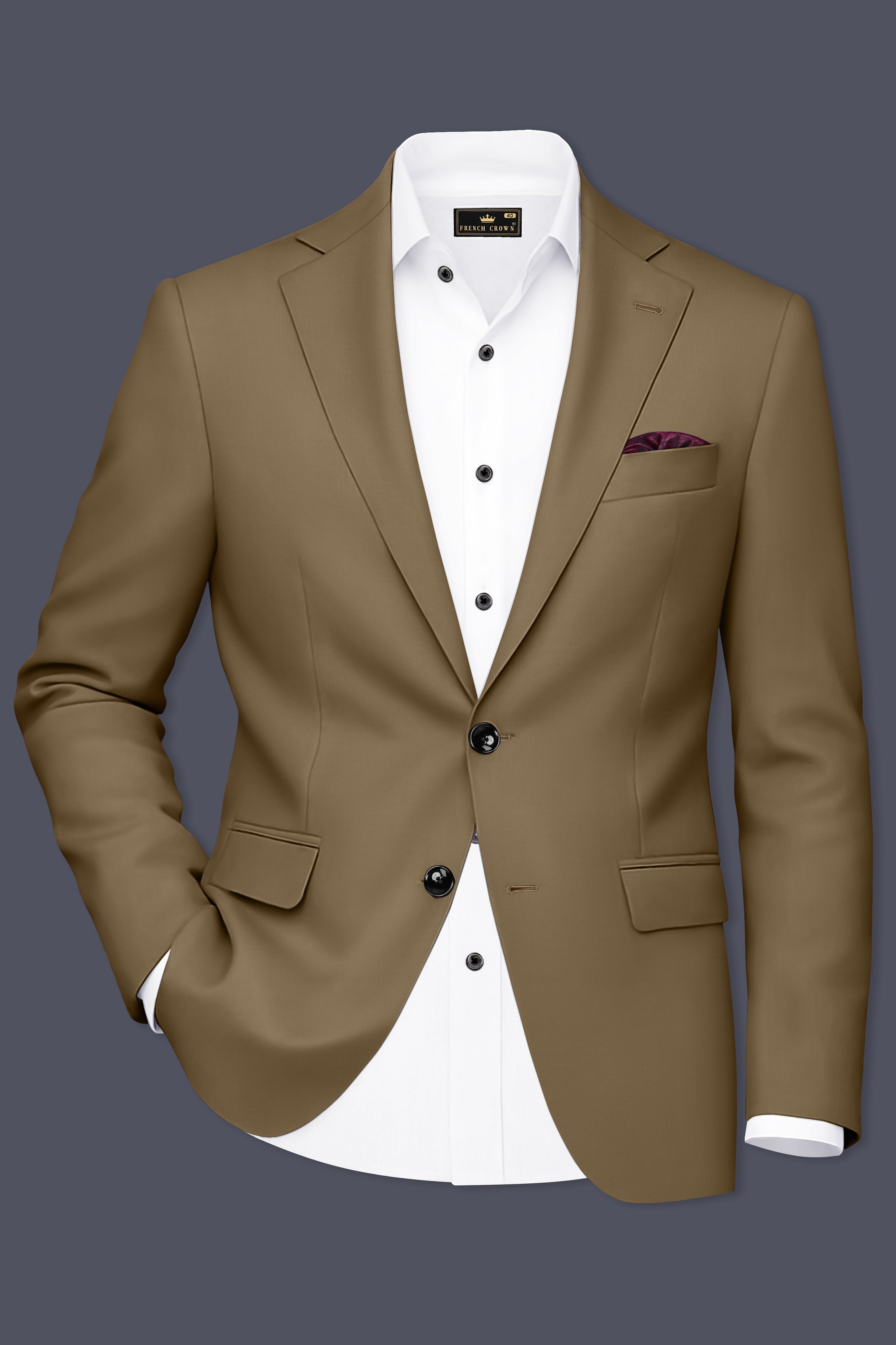 Khaki Brown Single Breasted Blazer
