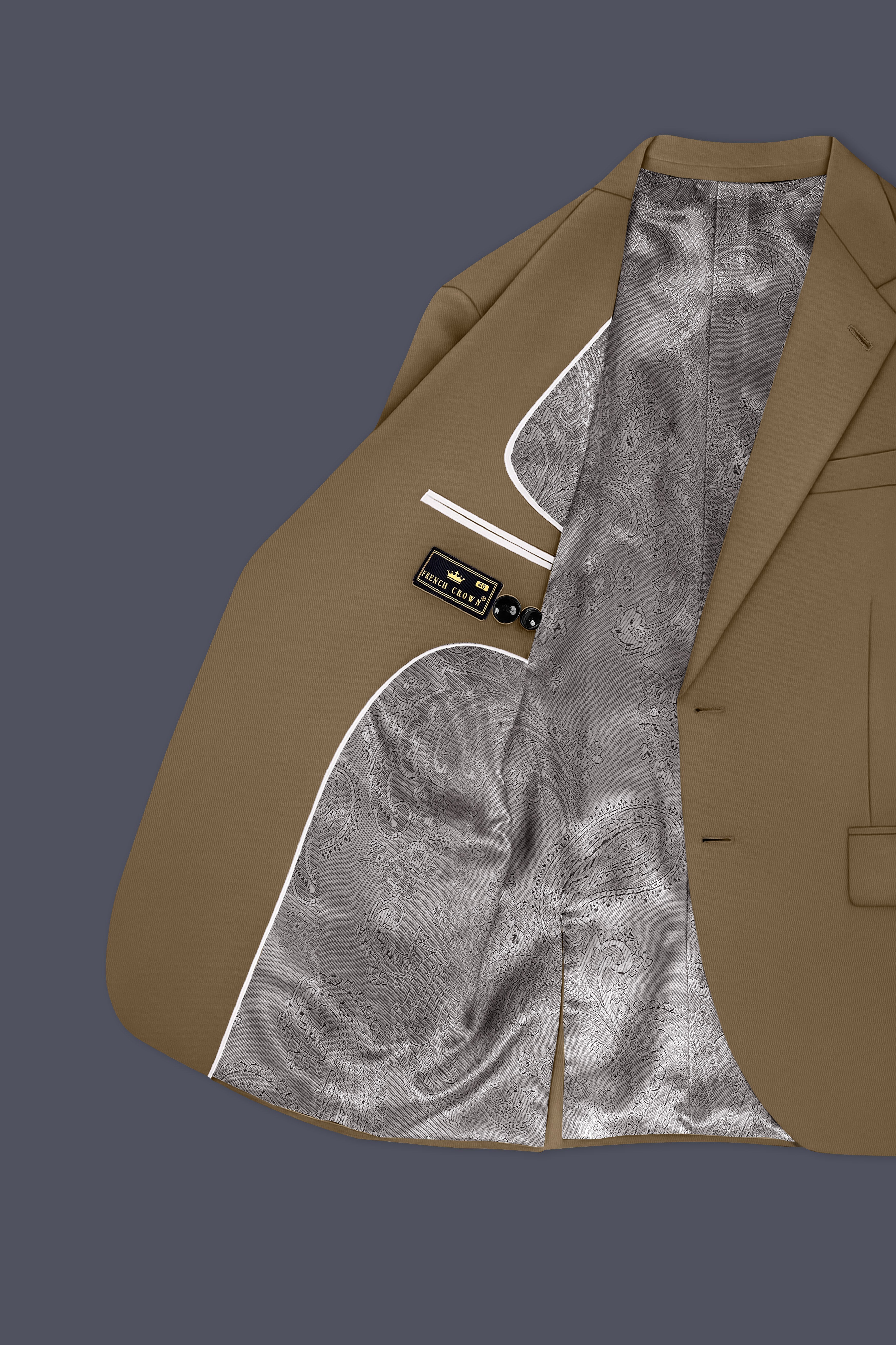 Khaki Brown Single Breasted Blazer