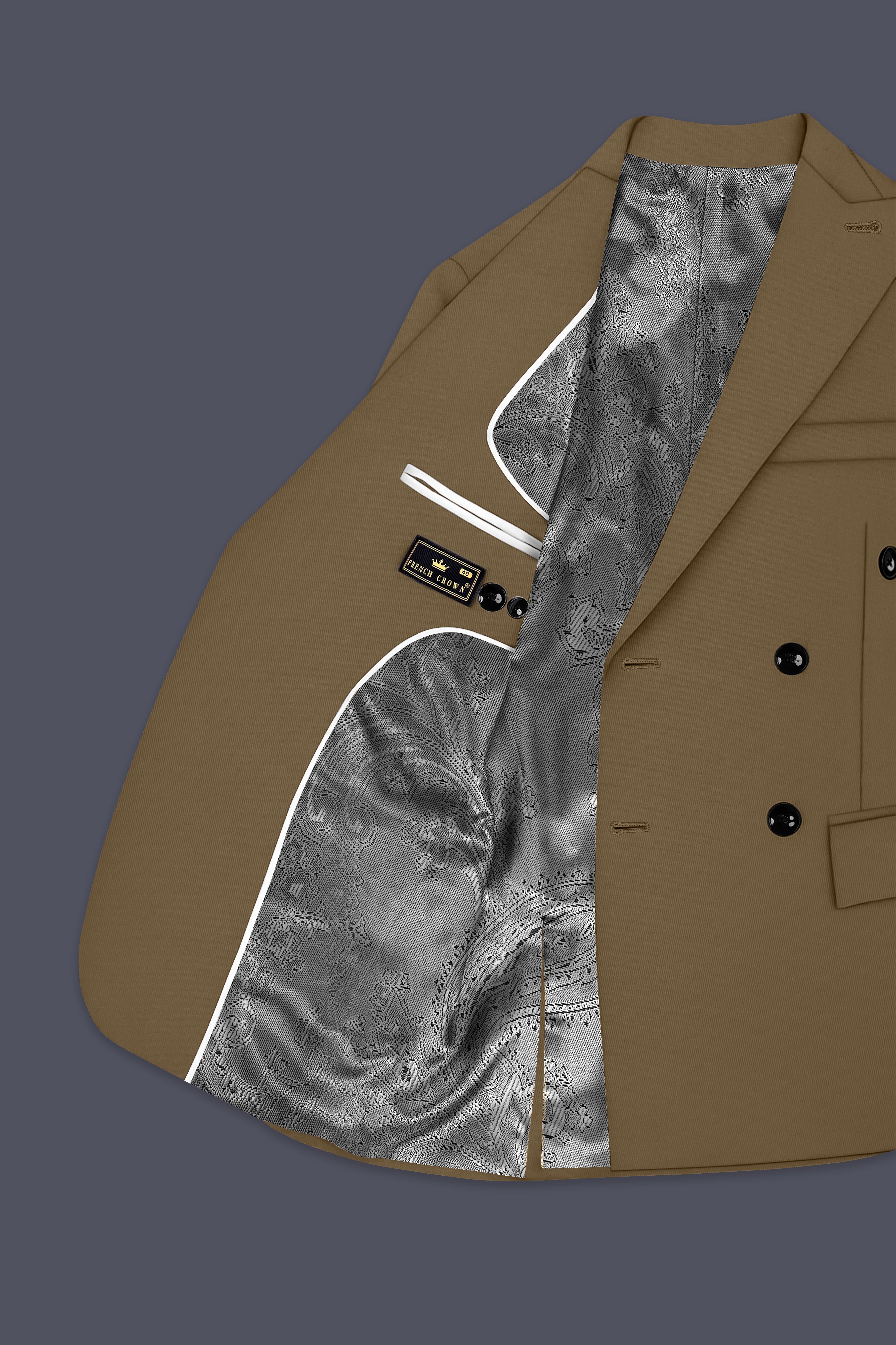 Khaki Brown Double Breasted Blazer