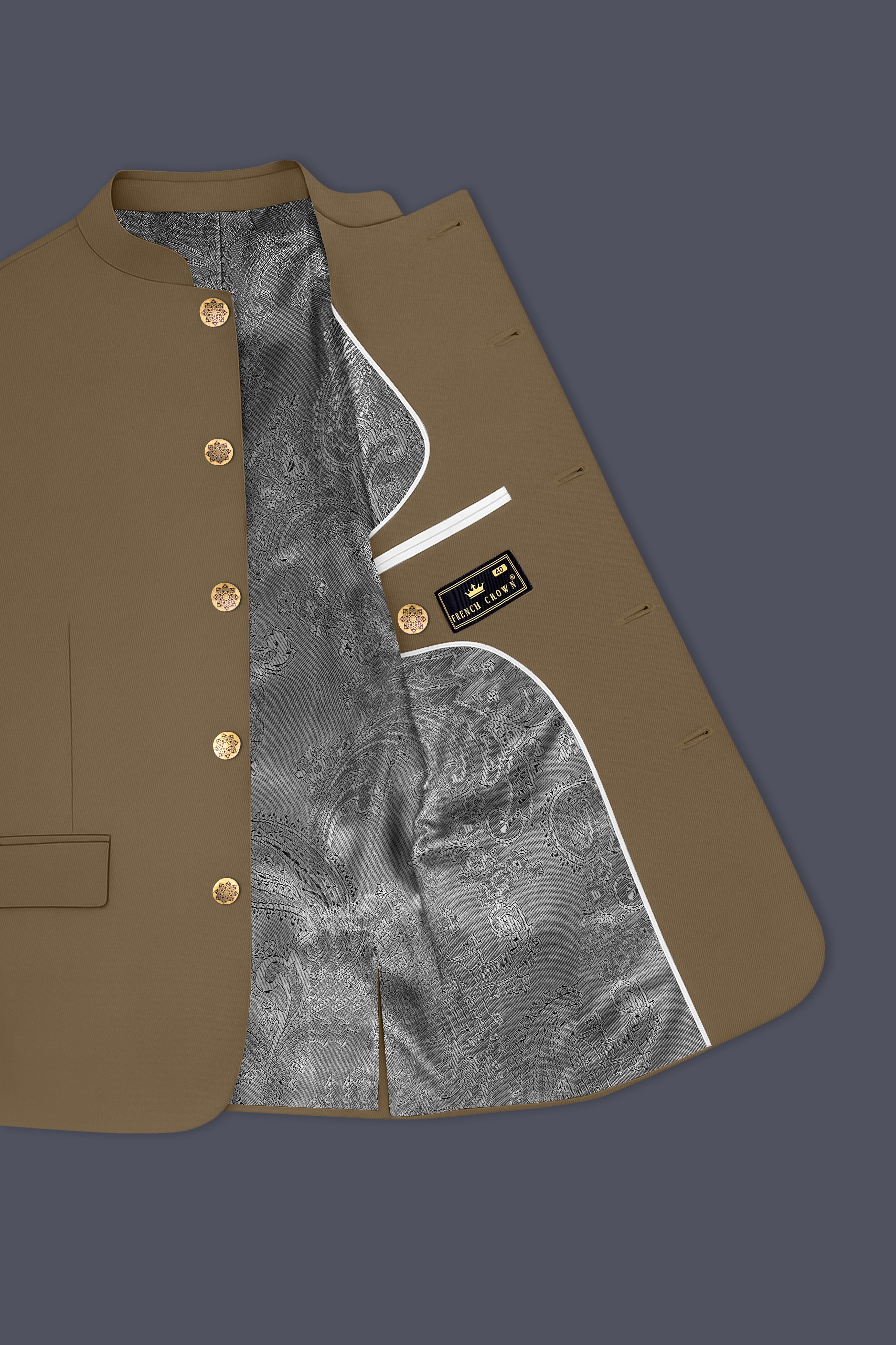 Khaki Brown Bandhgala Blazer