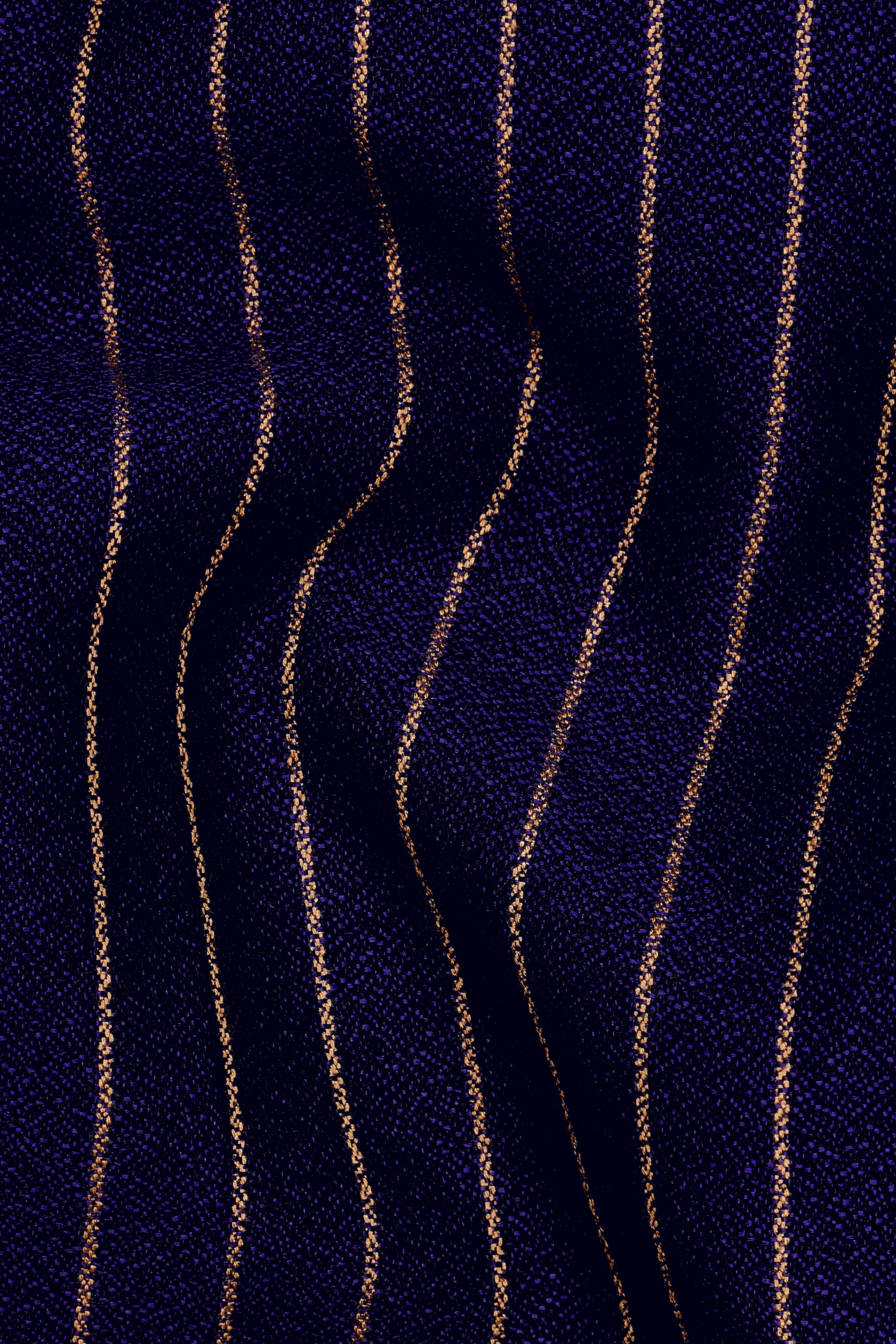 Tuna Blue with Coral Reef Brown Striped Double-Breasted Blazer