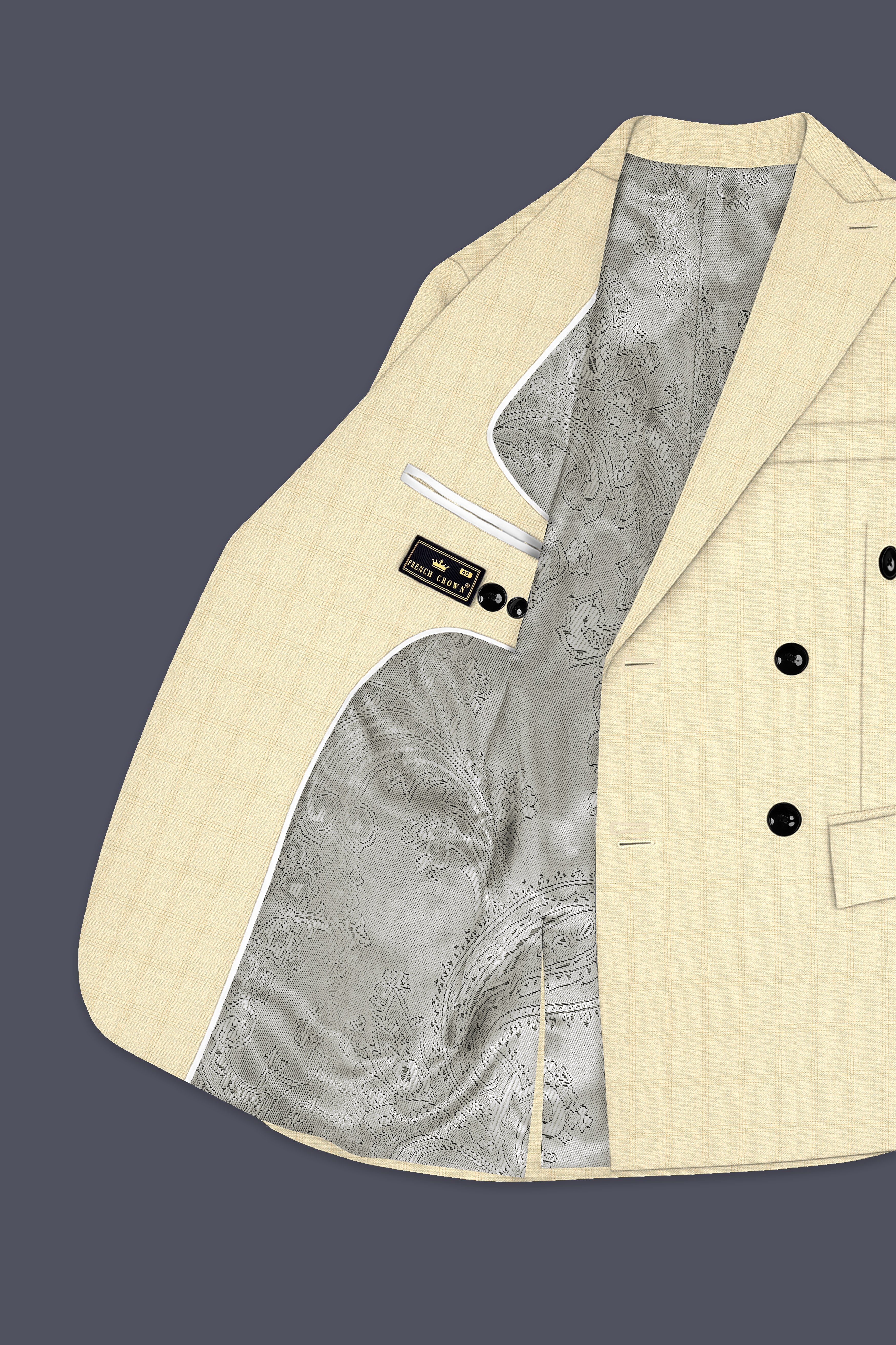 Calm Shell Brown Subtle Plaid Double Breasted Blazer