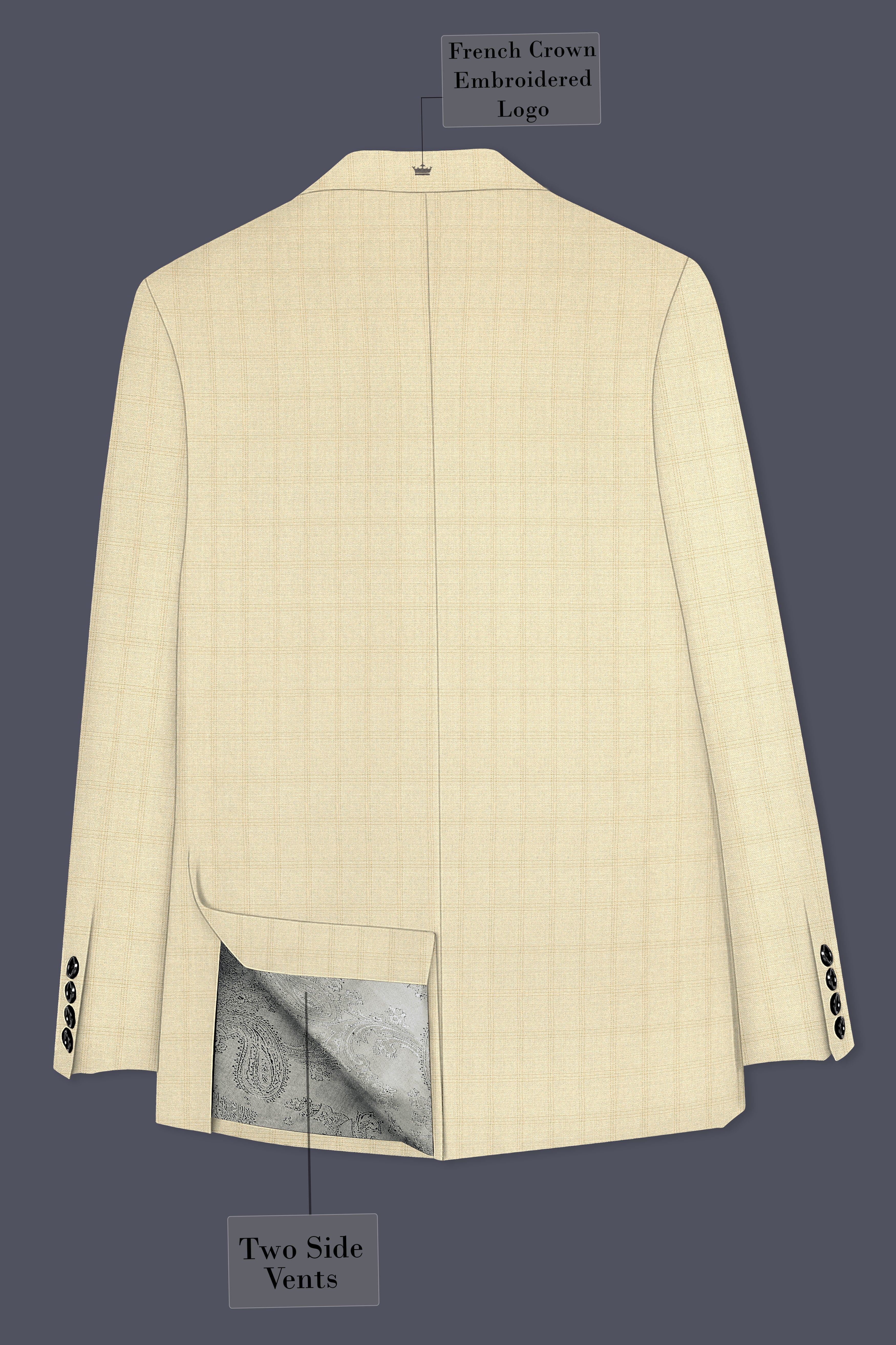 Calm Shell Brown Subtle Plaid Double Breasted Blazer