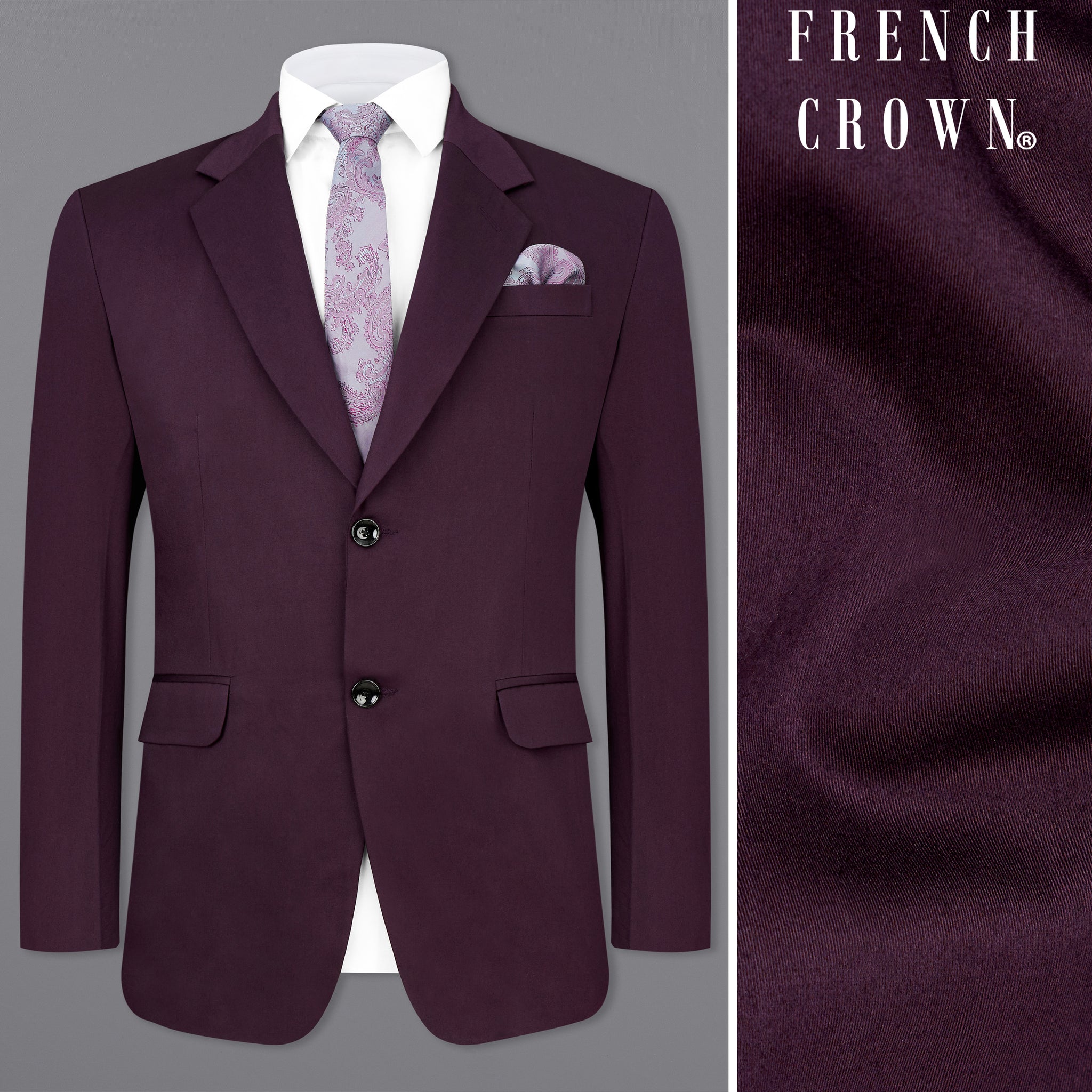 Men's Maroon Solid Single Breasted Blazer