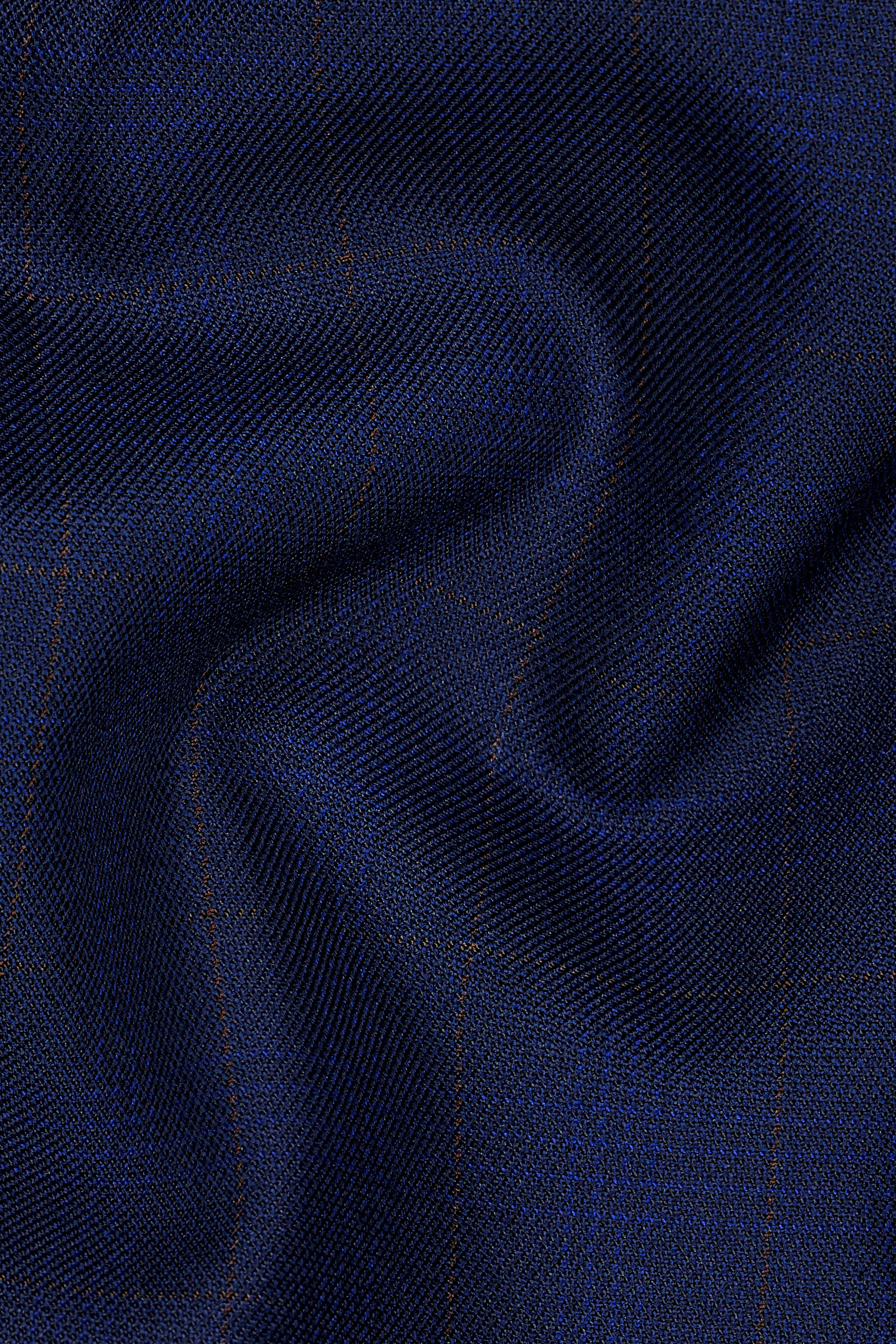Tuna Blue Windowpane Cross Placket Bandhgaala Blazer