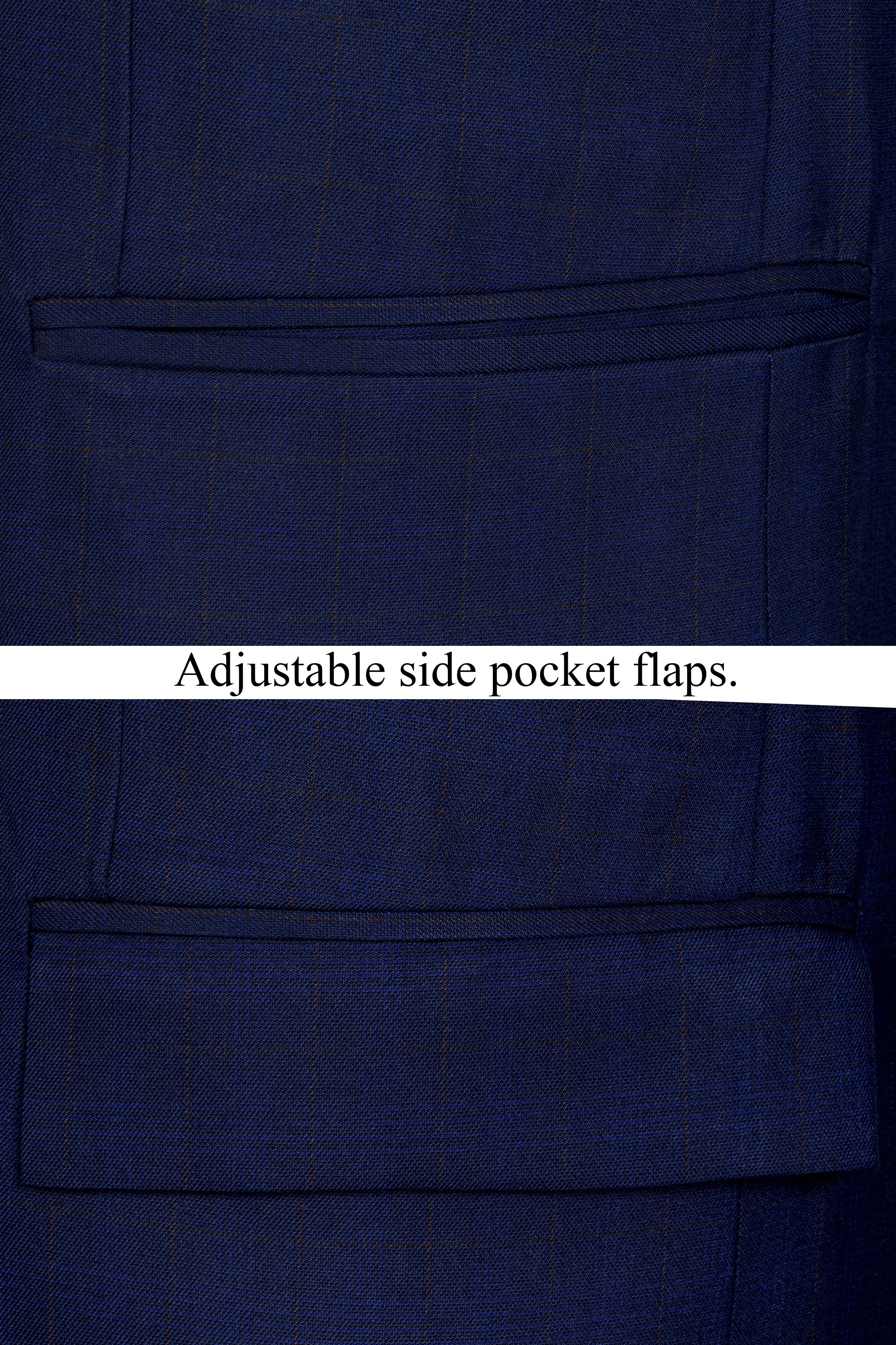 Tuna Blue Windowpane Cross Placket Bandhgaala Blazer