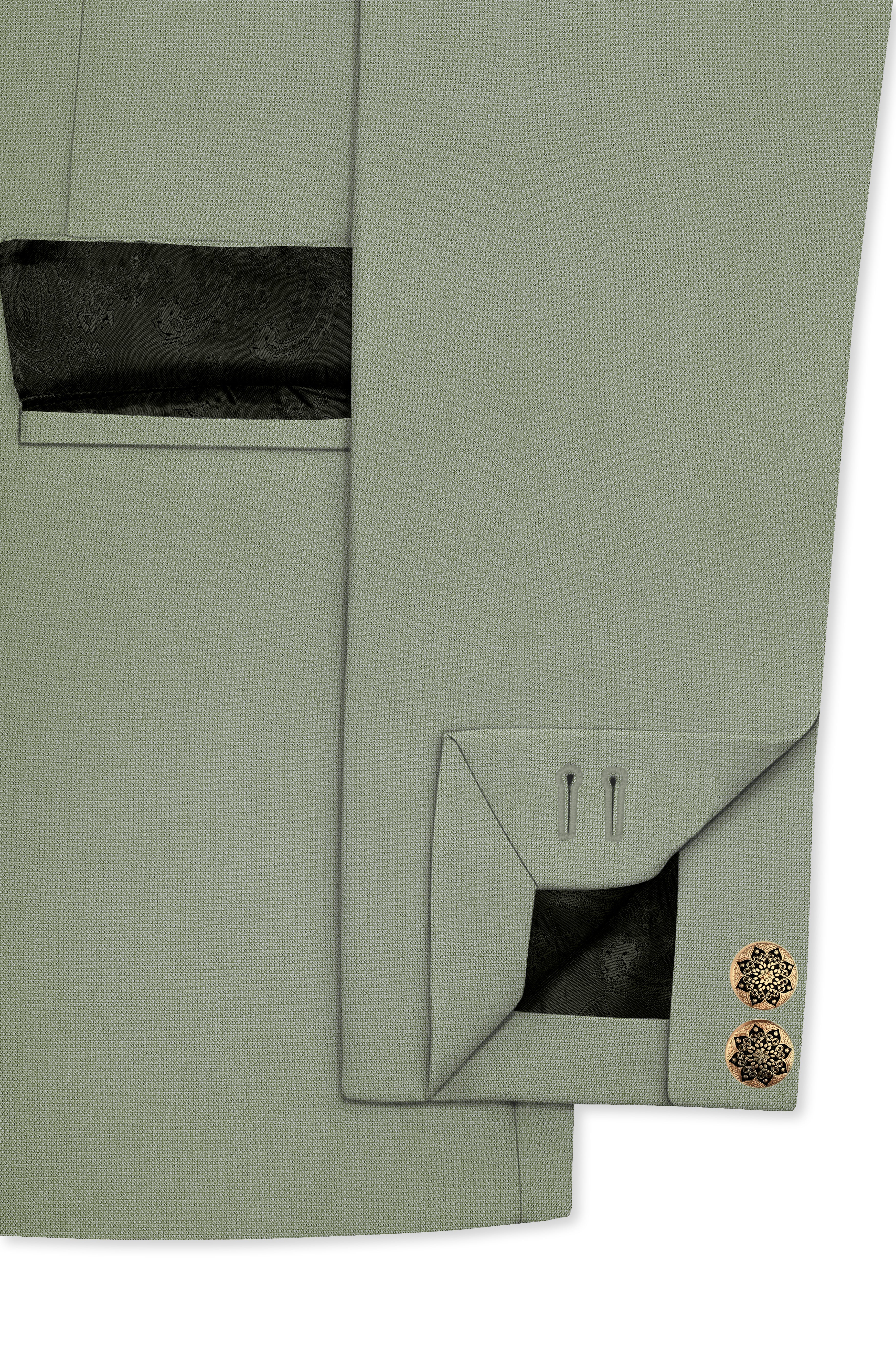 Sandstone Green Cross Placket Bandhgala Blazer