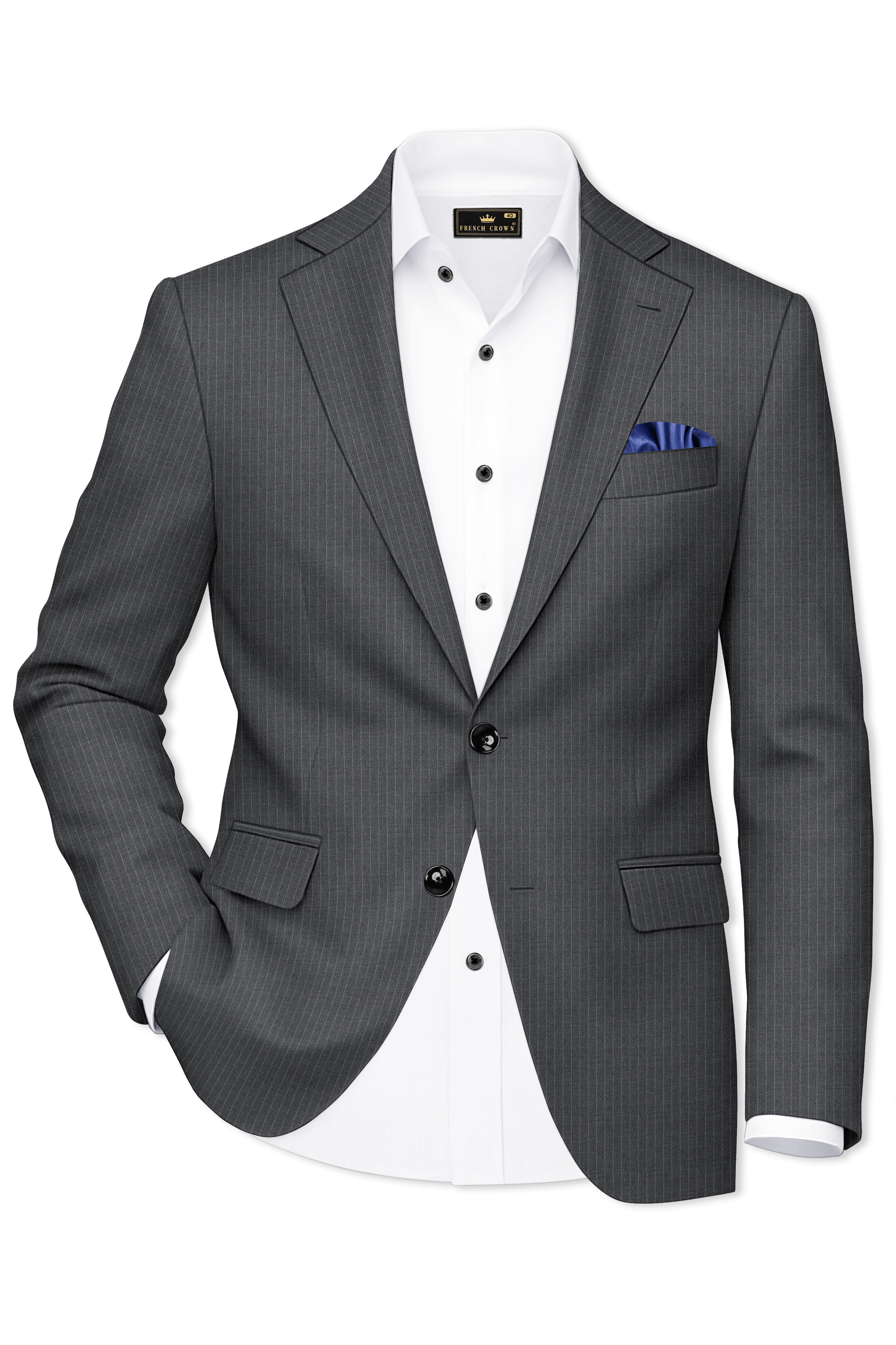 Ironside Gray Striped Single Breasted Blazer