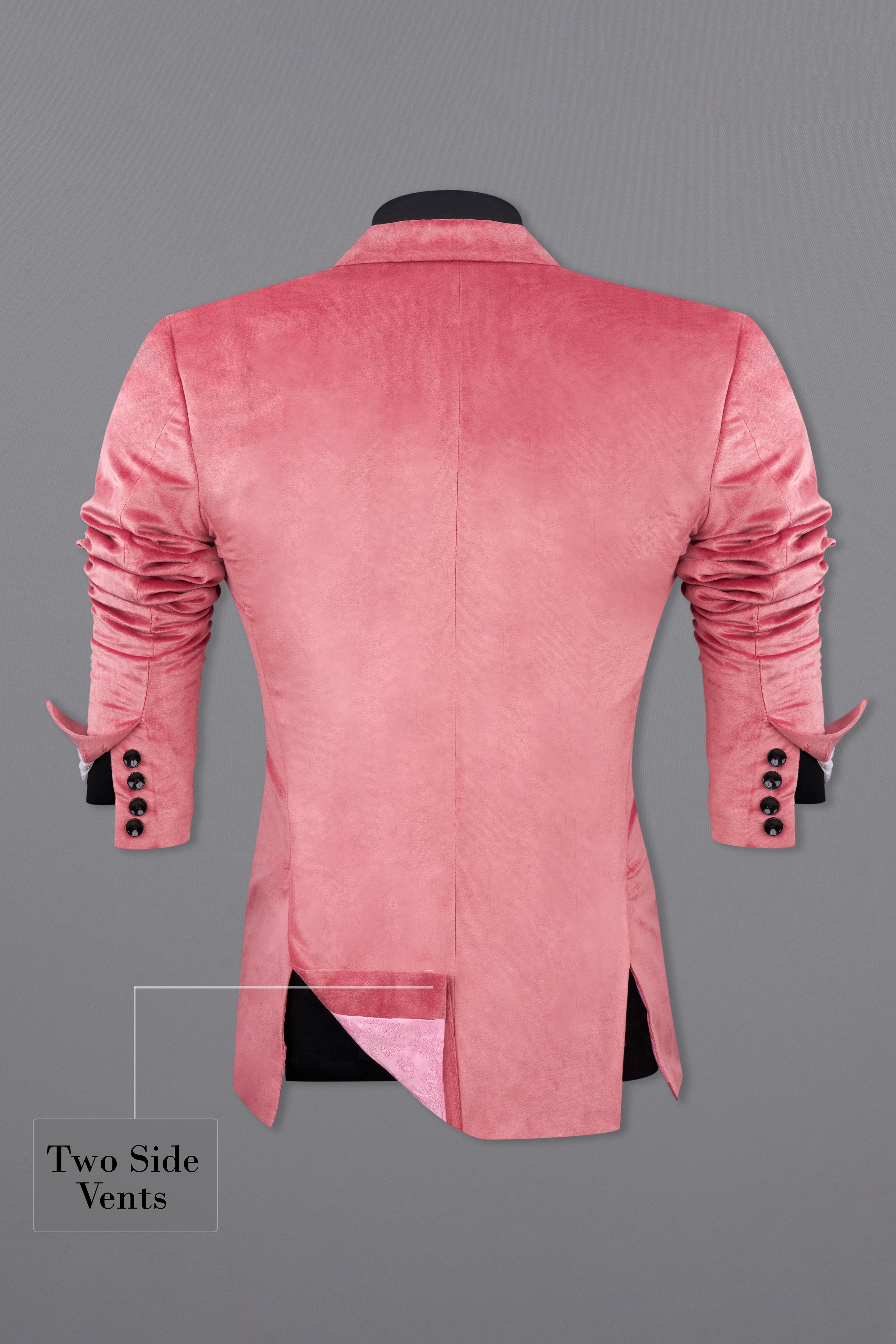 Rose Taupe Pink Single Breasted Velvet Blazer