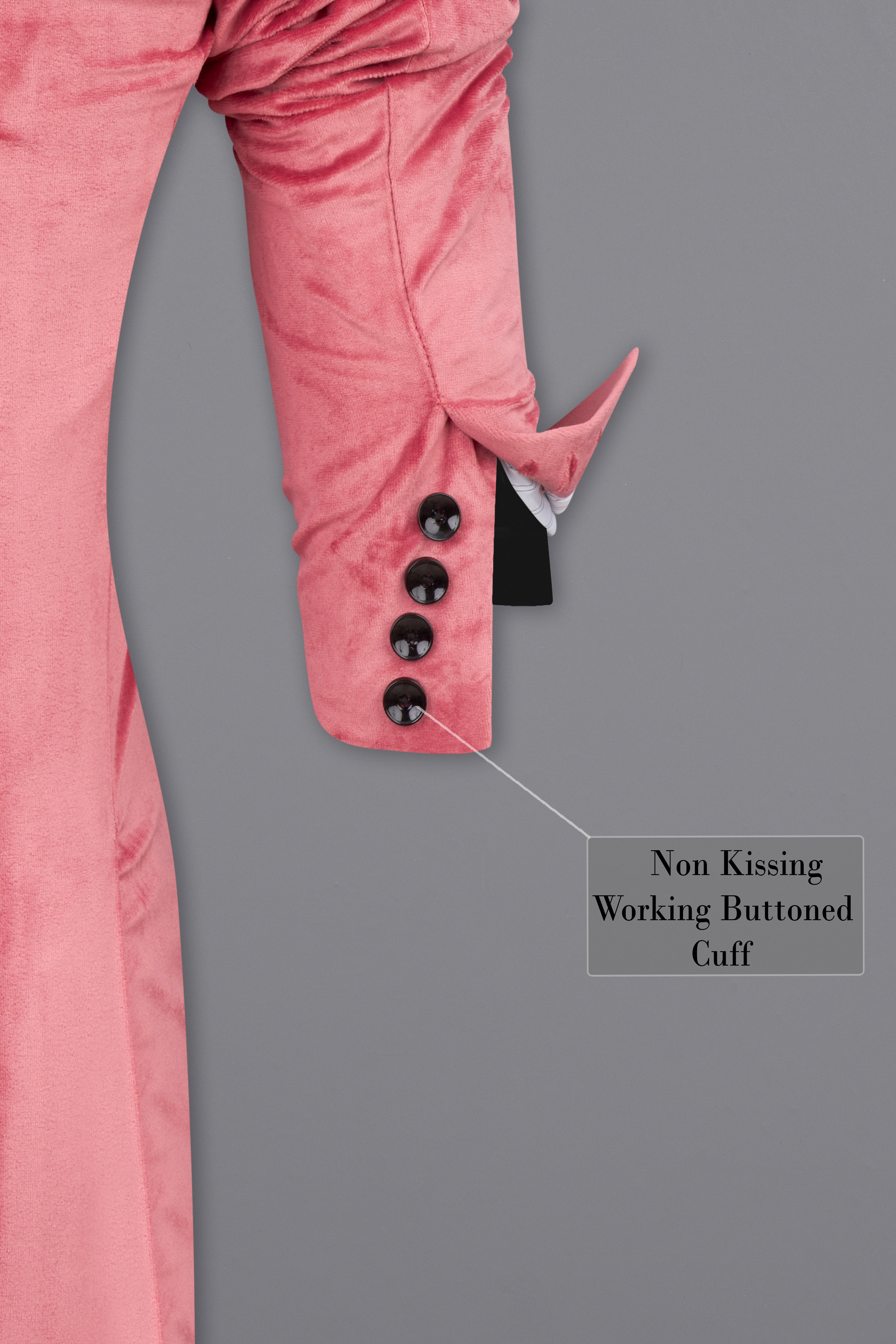 Rose Taupe Pink Single Breasted Velvet Blazer