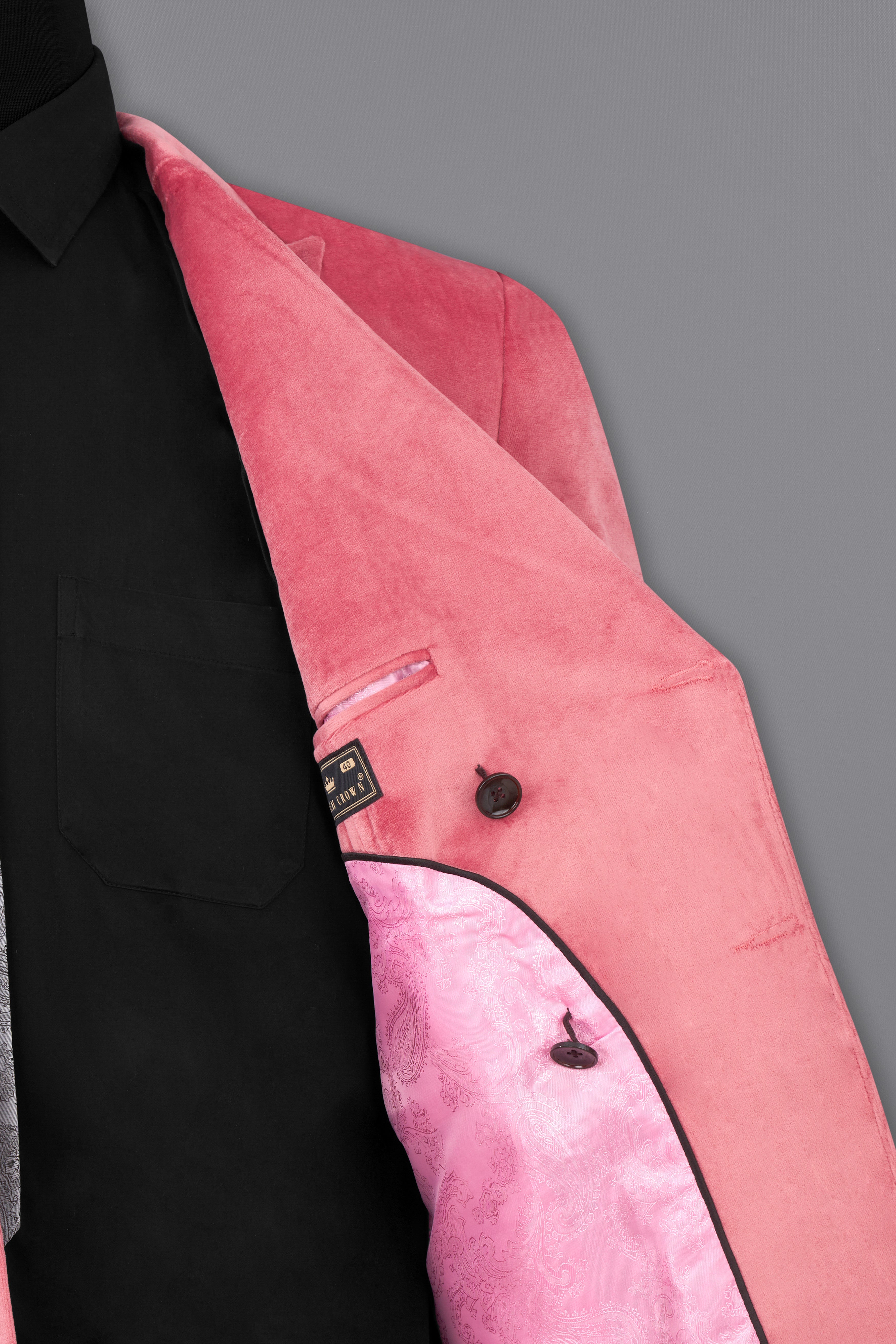 Rose Taupe Pink Double Breasted Velvet Blazer