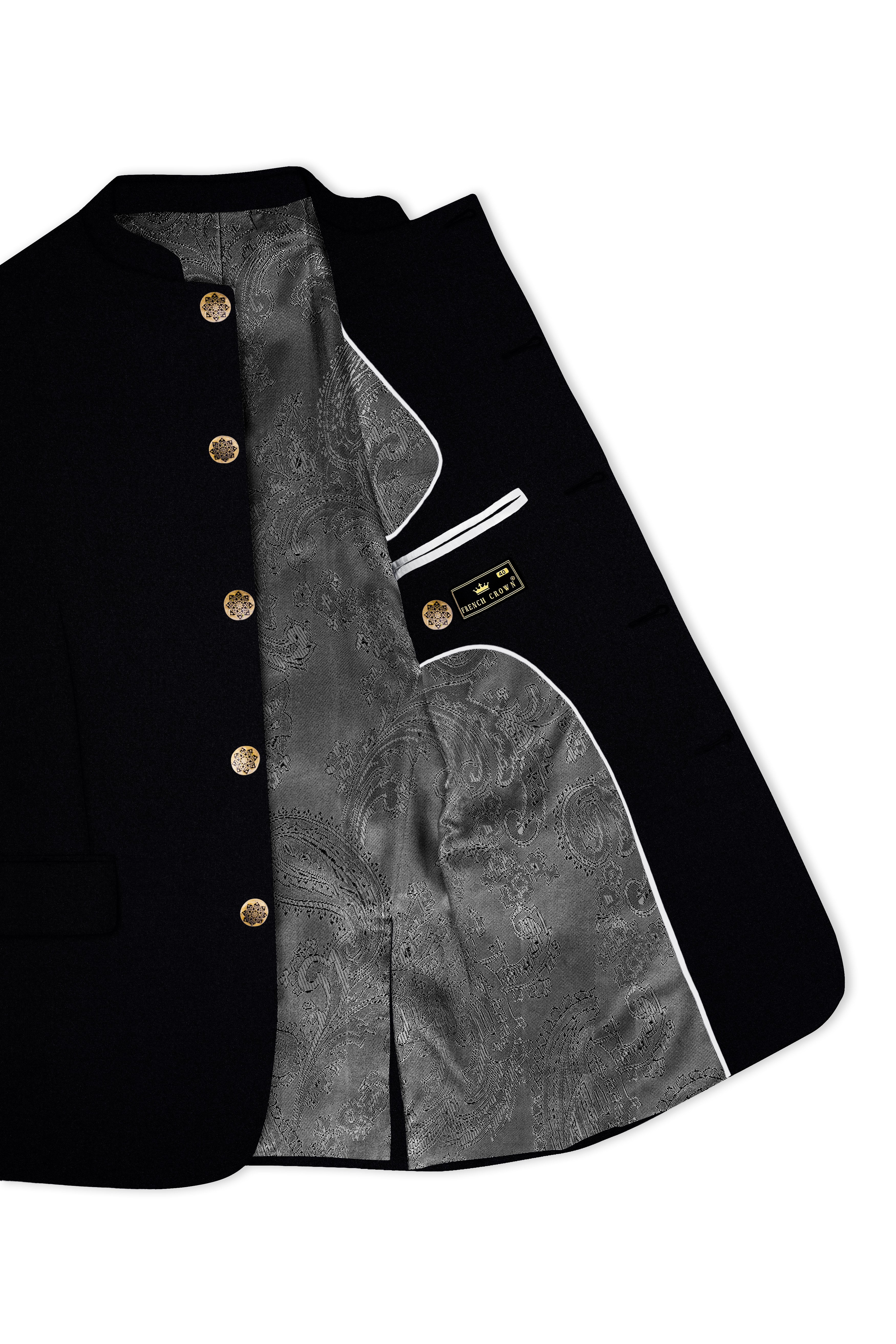 Noirex-Korean Black (The Best Black We Have) Bandhgala 4-Way Stretch Blazer