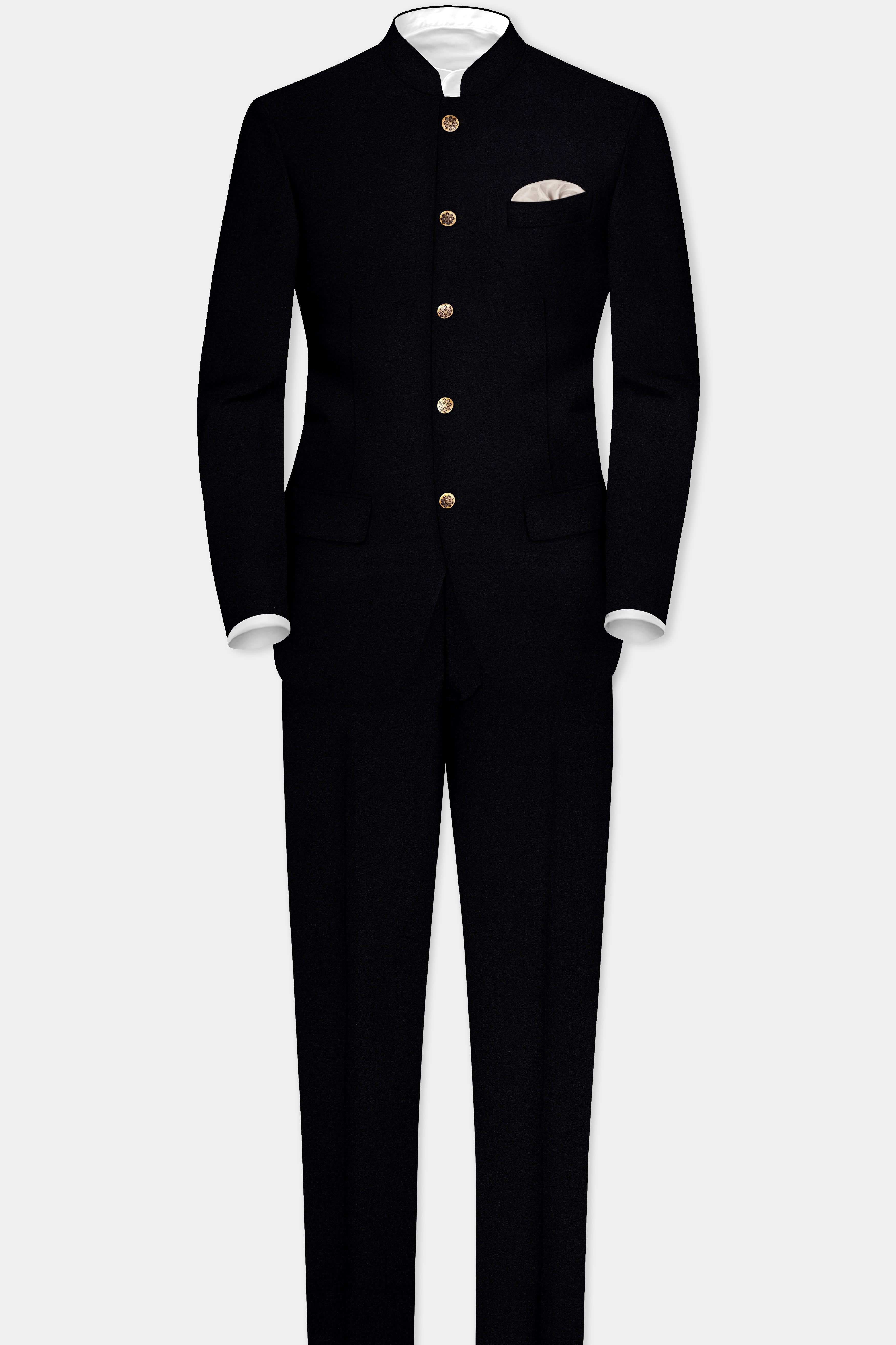 Noirex-Korean Black (The Best Black We Have) Bandhgala 4-Way Stretch Blazer