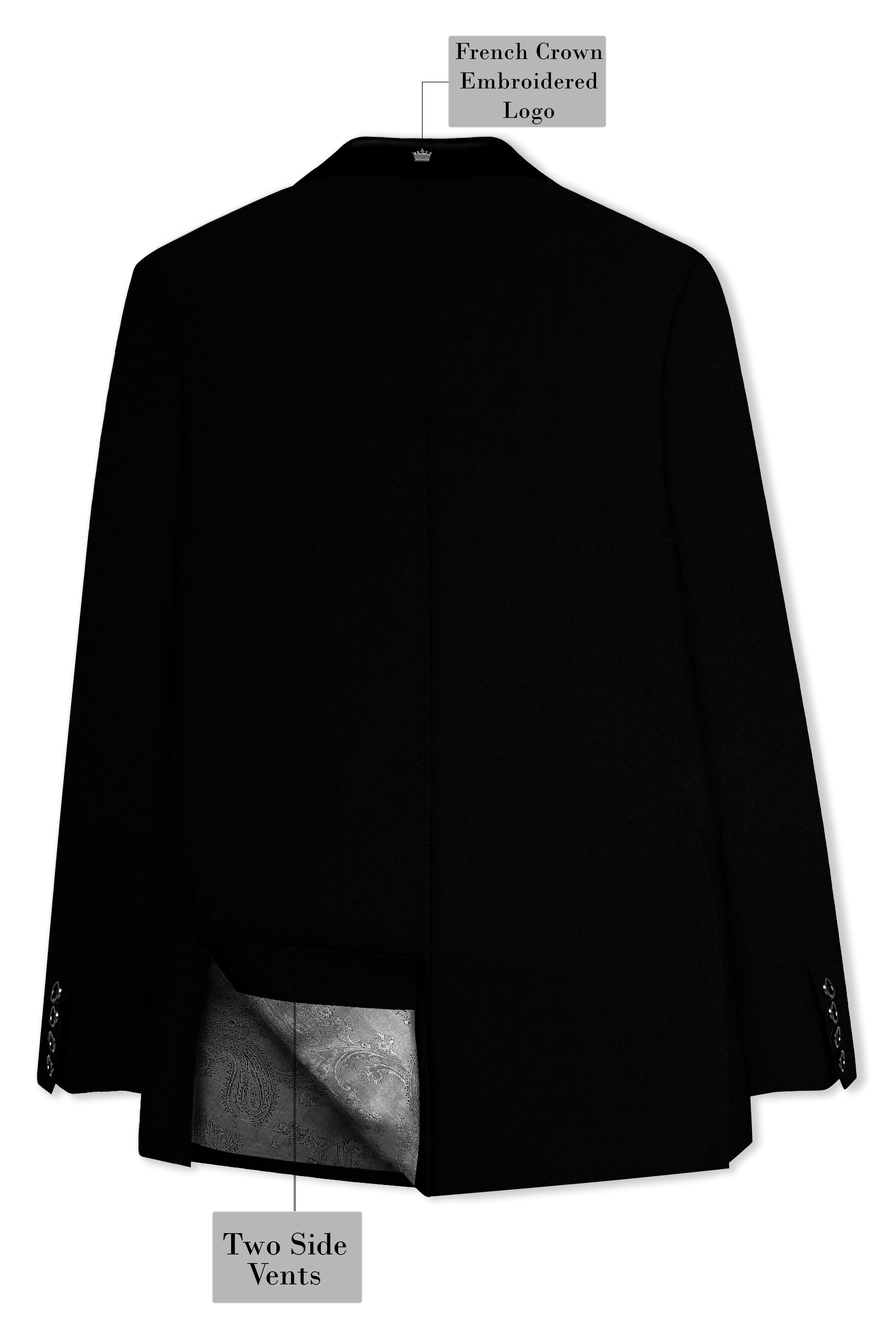 Noirex-Korean Black (The Best Black We Have) Tuxedo Designer 4-Way Stretch Wrinkle-Free Blazer