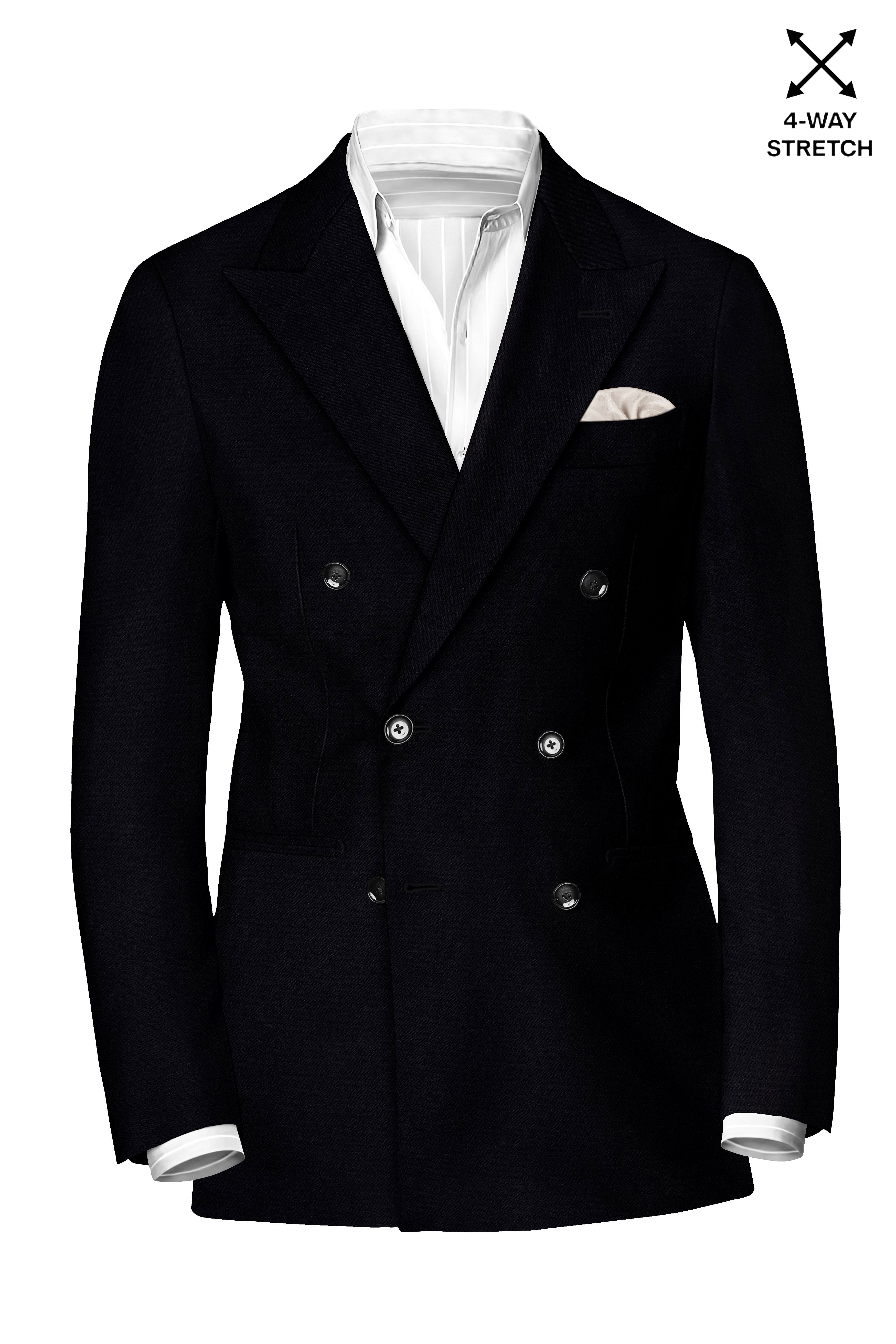Noirex-Korean Black (The Best Black We Have) 4-Way Stretch Double Breasted Blazer