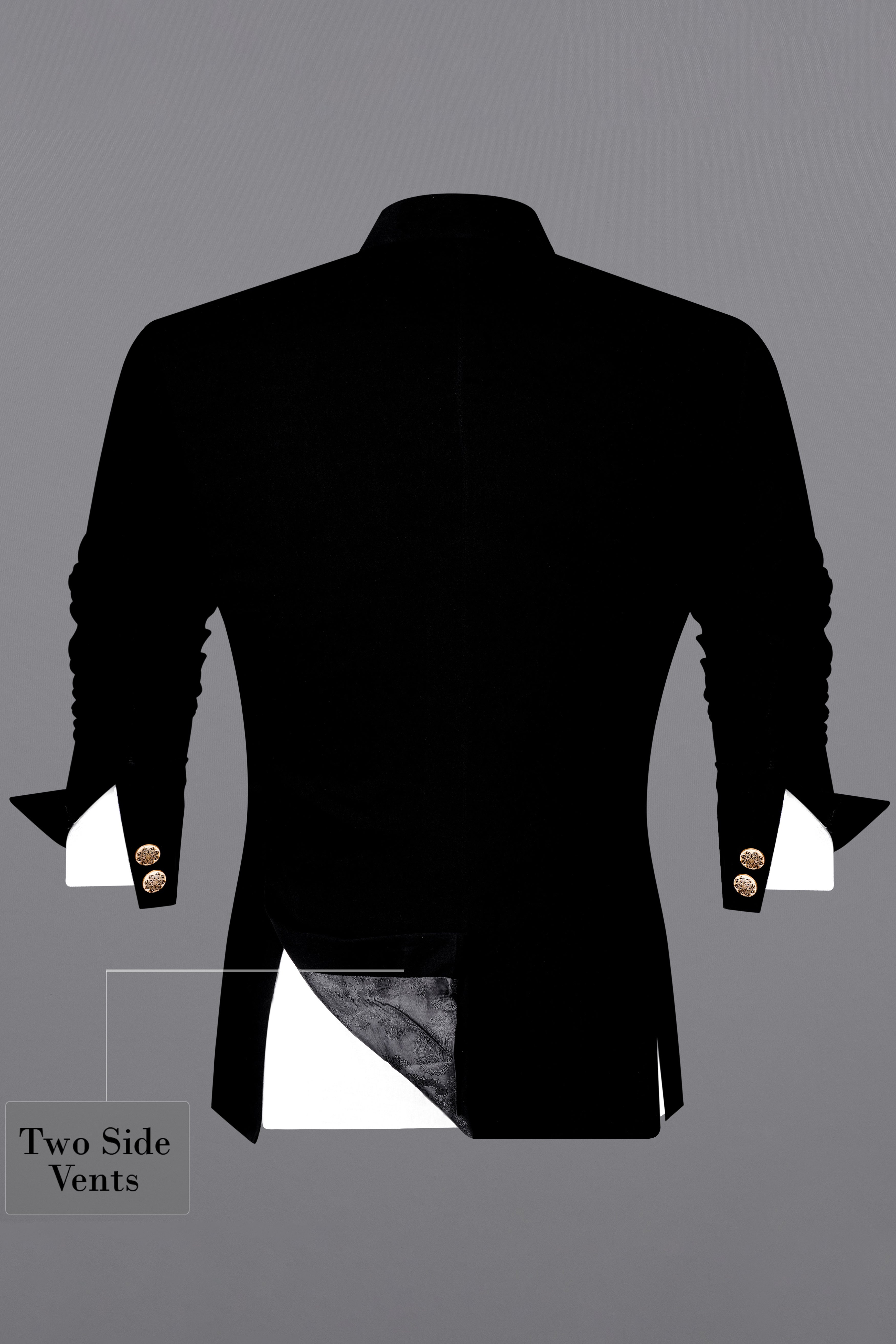 Noirex-Korean Black (The Best Black We Have) 4-Way Stretch Bandhgala Designer Blazer