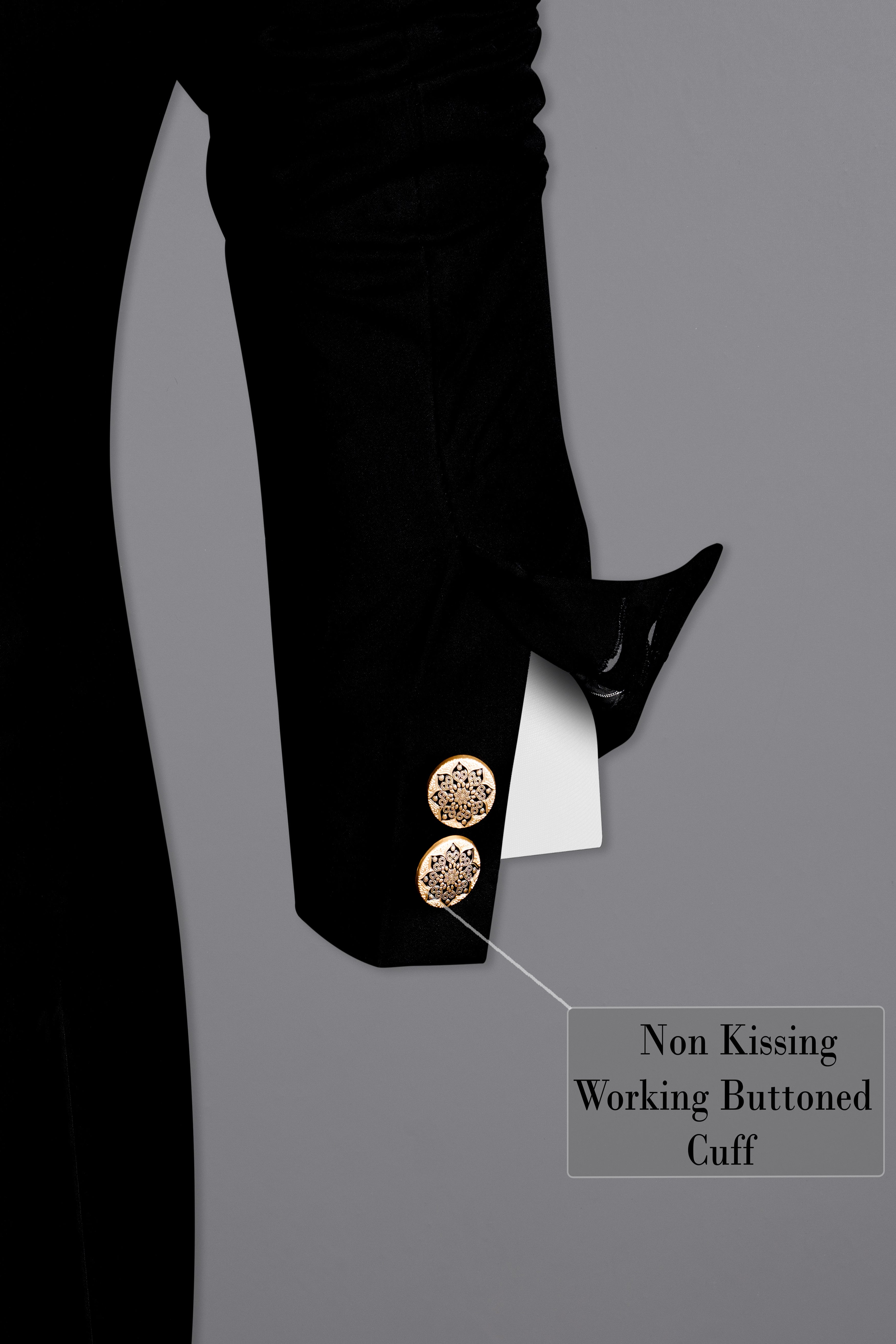 Noirex-Korean Black (The Best Black We Have) 4-Way Stretch Bandhgala Designer Blazer