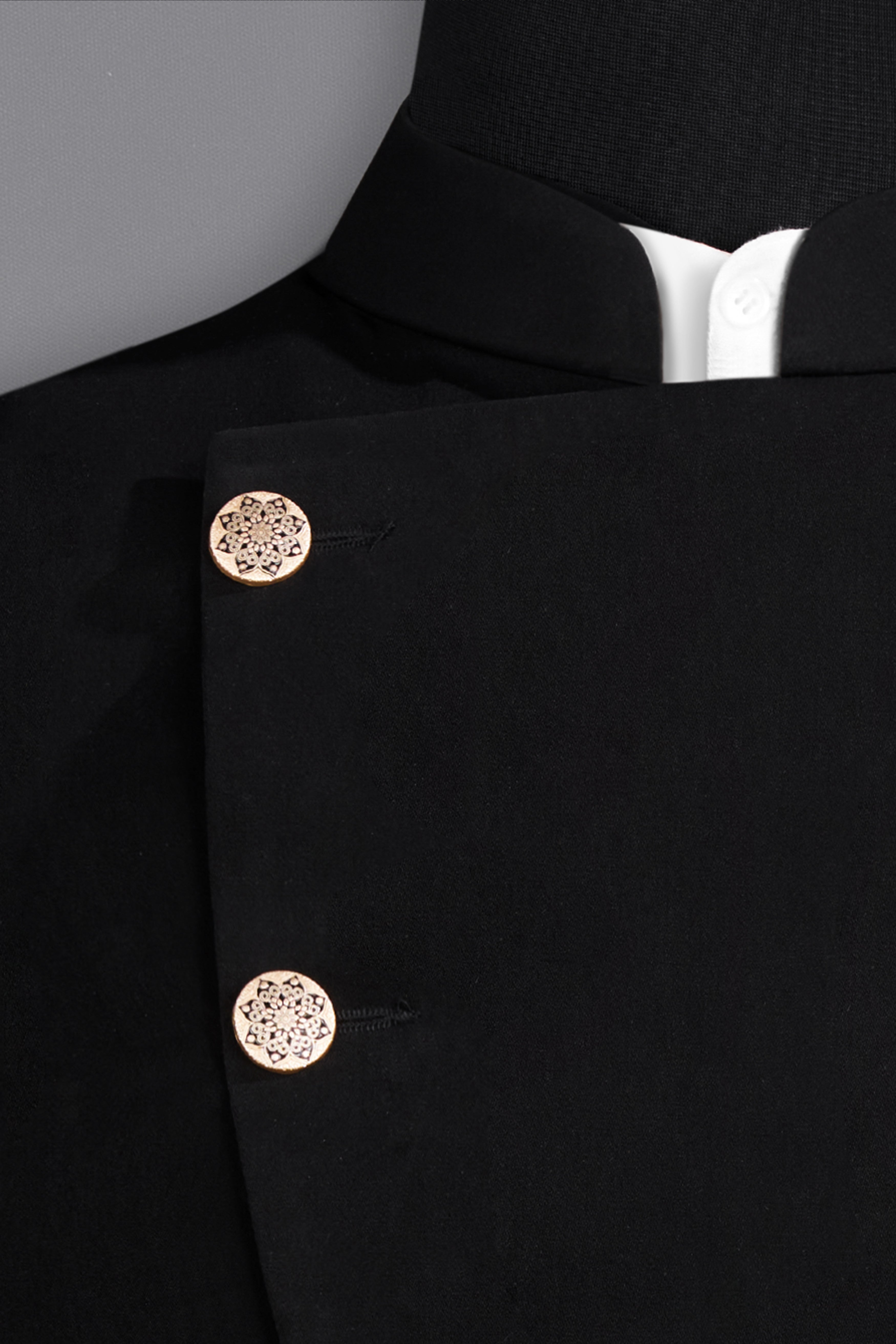 Noirex-Korean Black (The Best Black We Have) 4-Way Stretch Bandhgala Designer Blazer