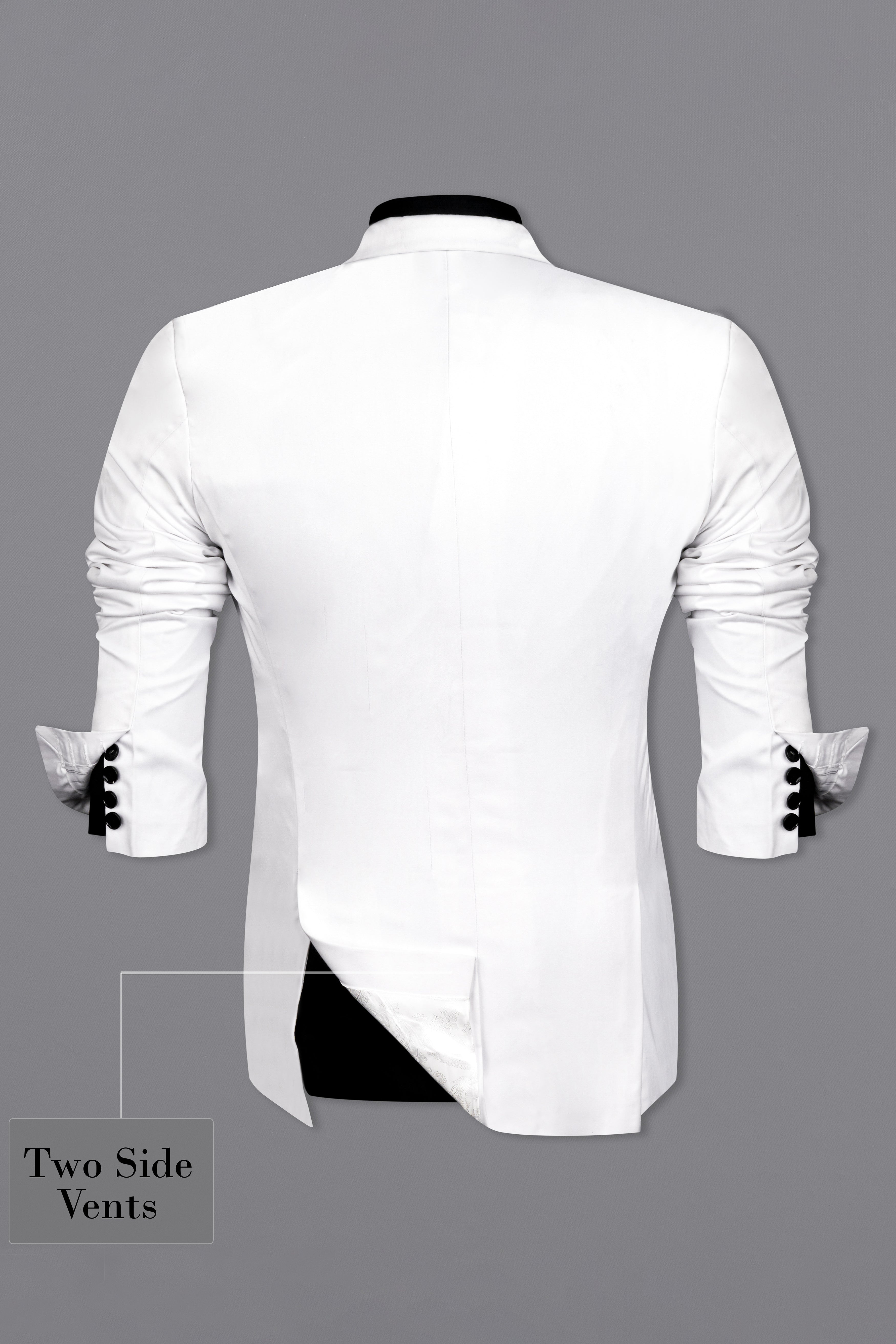 Bright White With Attractive Hand Painted Stretchable Single Breasted Designer Blazer