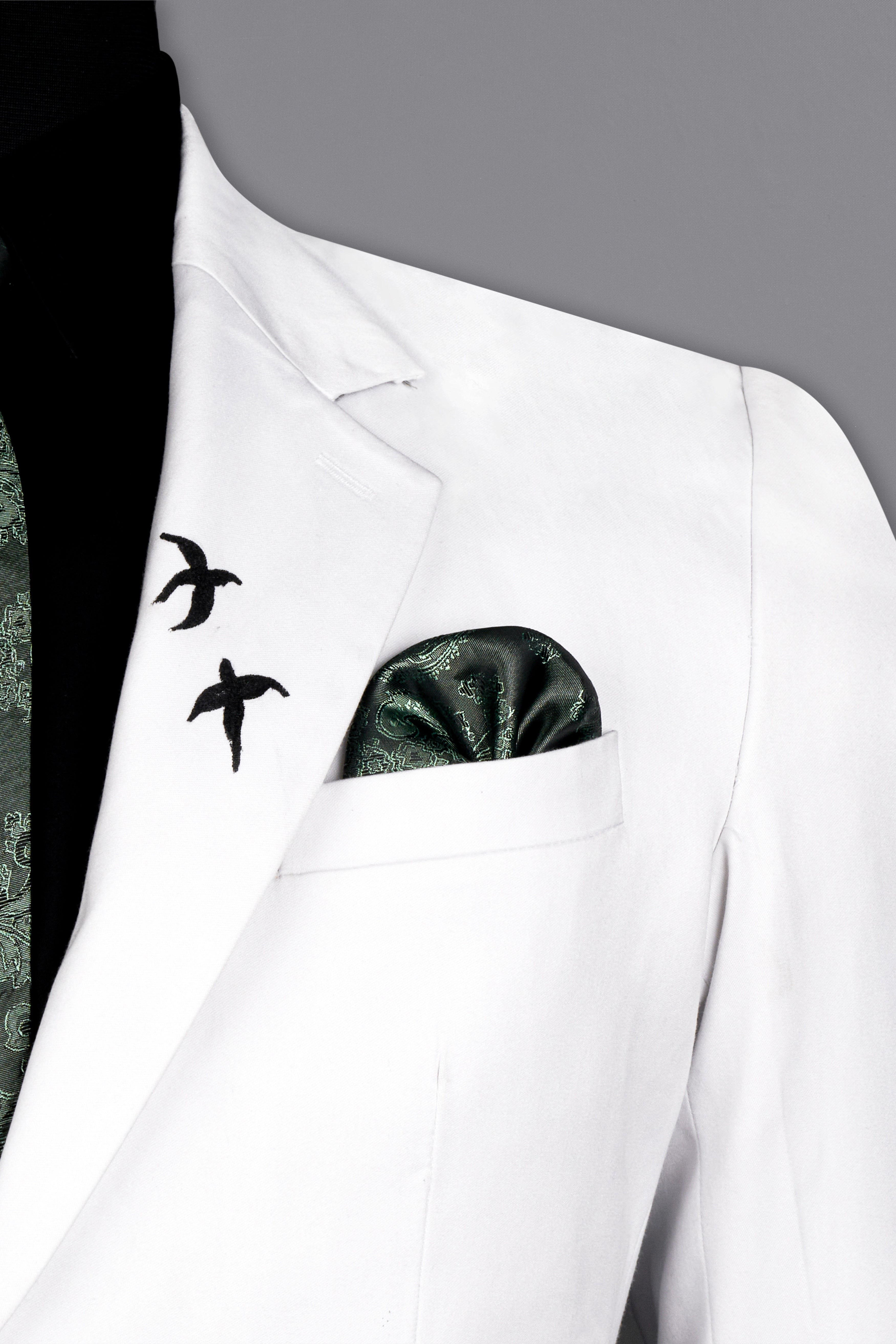 Bright White With Attractive Hand Painted Stretchable Single Breasted Designer Blazer