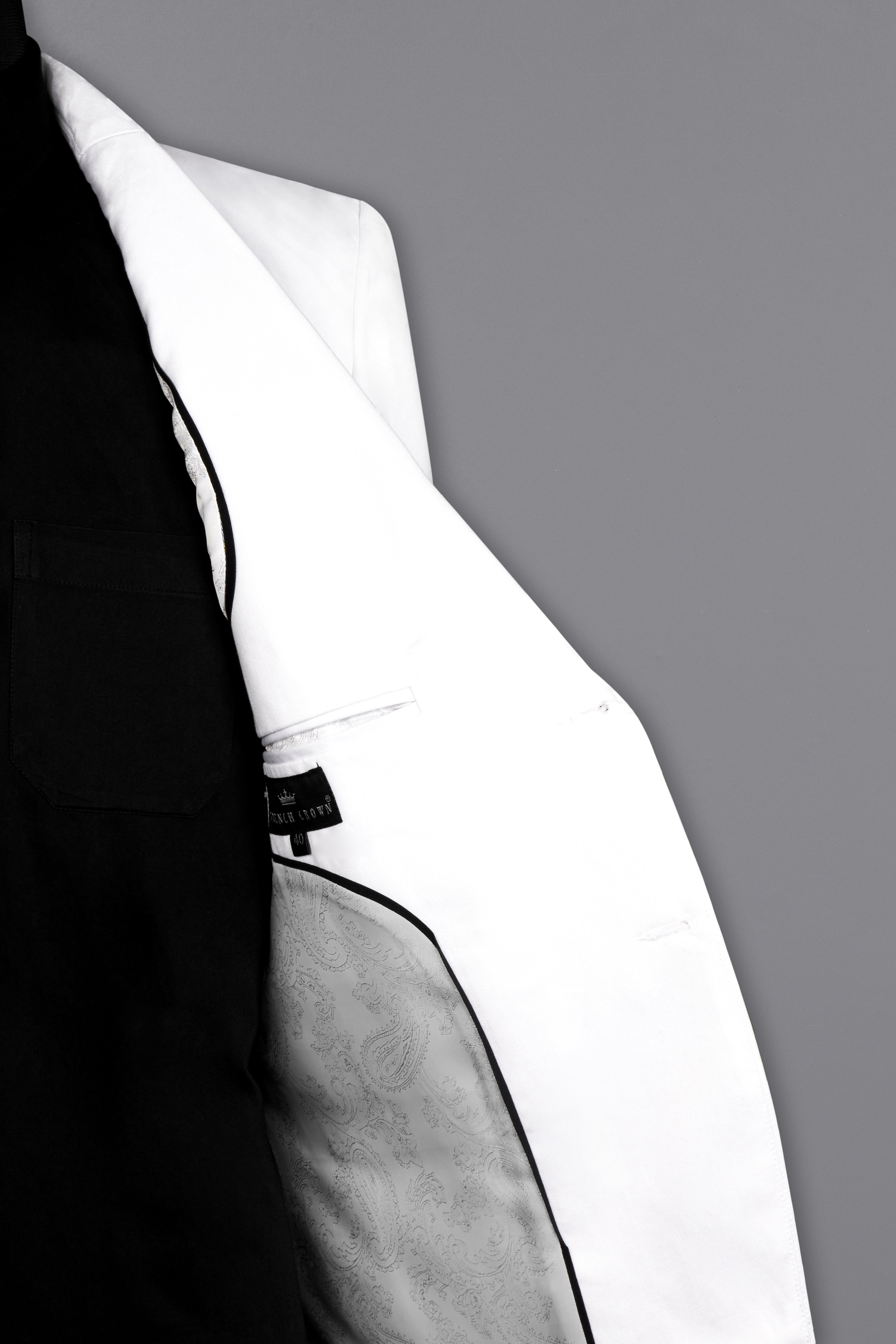 Bright White With Attractive Hand Painted Stretchable Single Breasted Designer Blazer