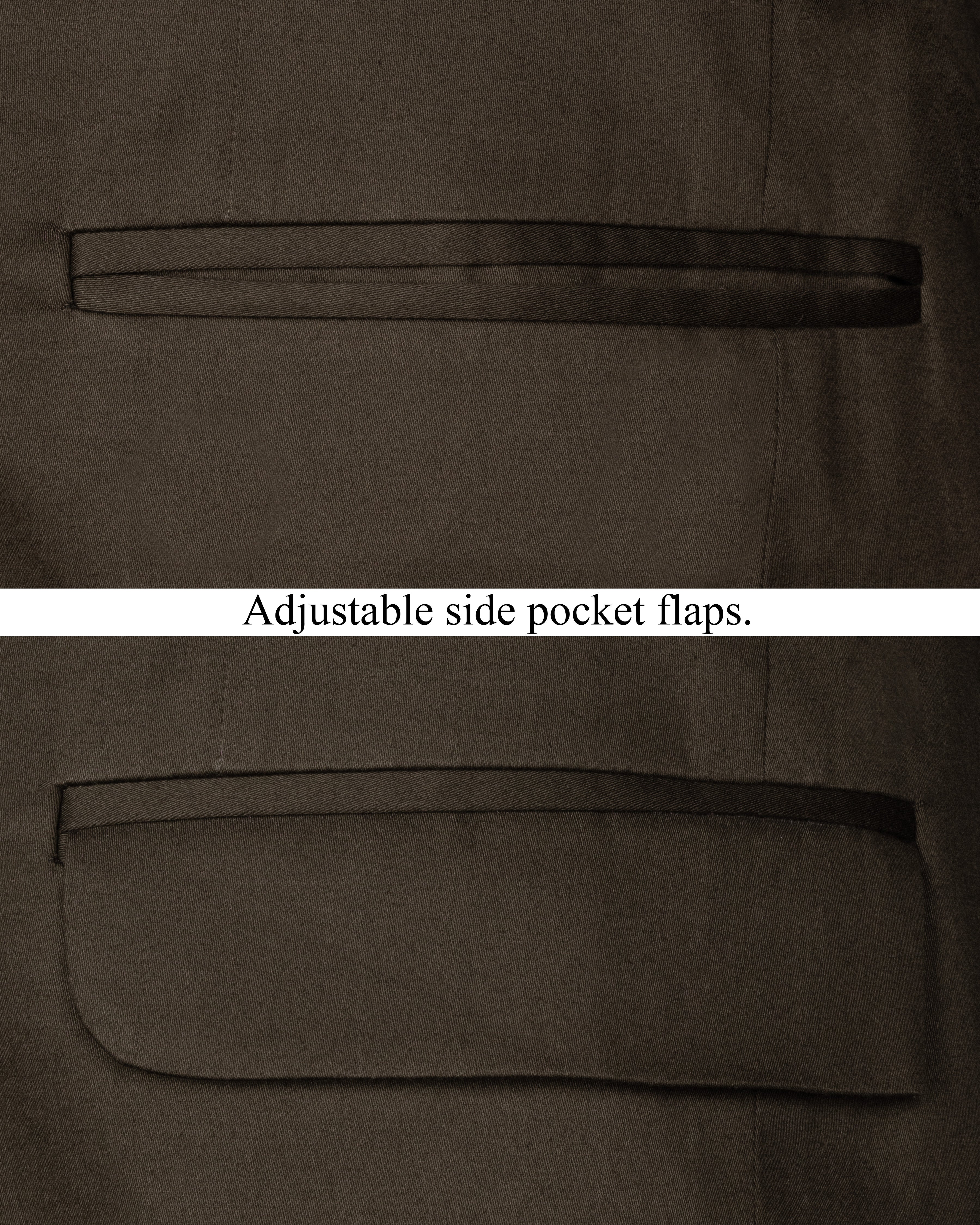 Walnut Brown Solid Stretchable Premium Cotton Double Breasted traveler Blazer