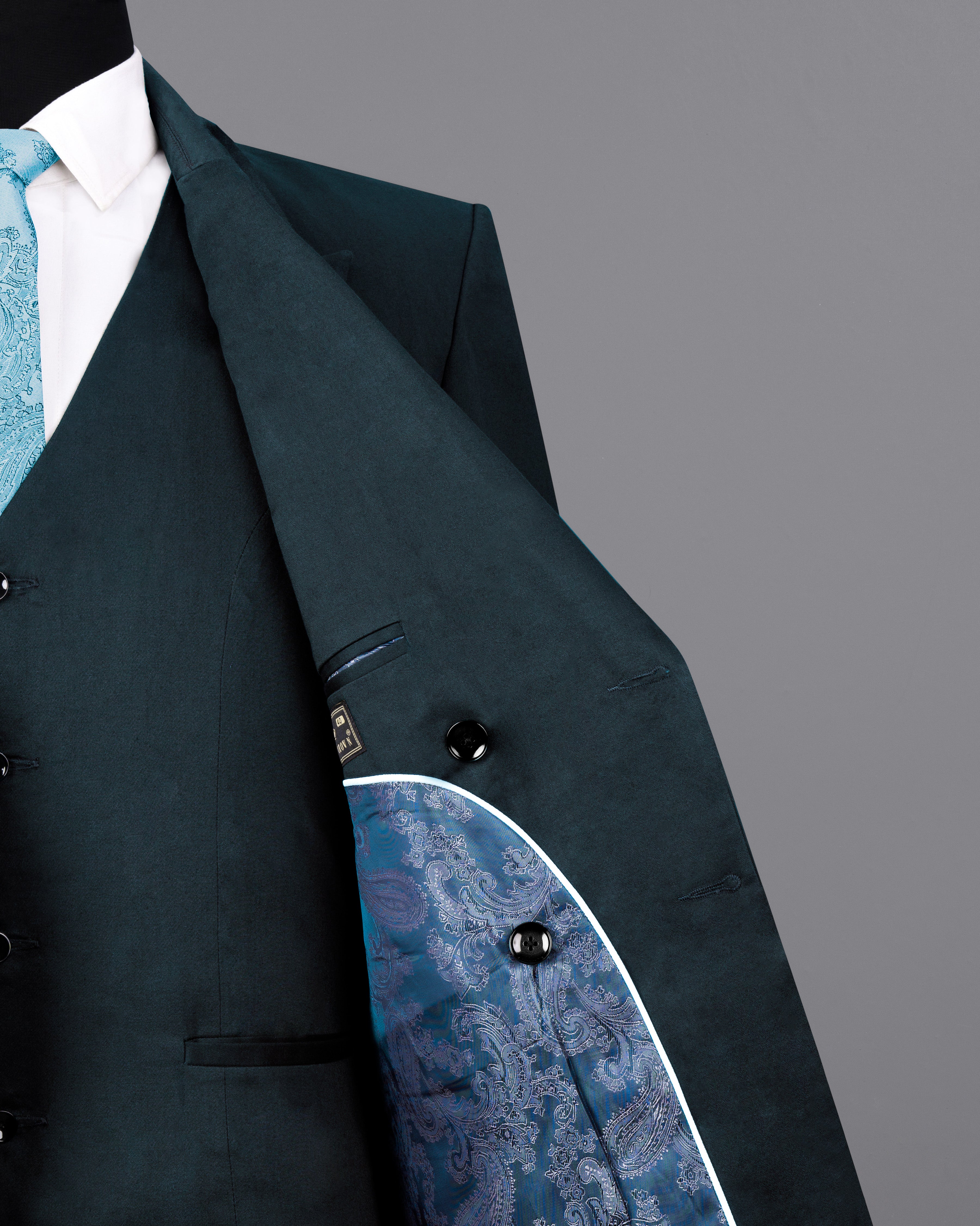 Timber Sea Green Solid Stretchable Premium Cotton Double Breasted traveler Blazer