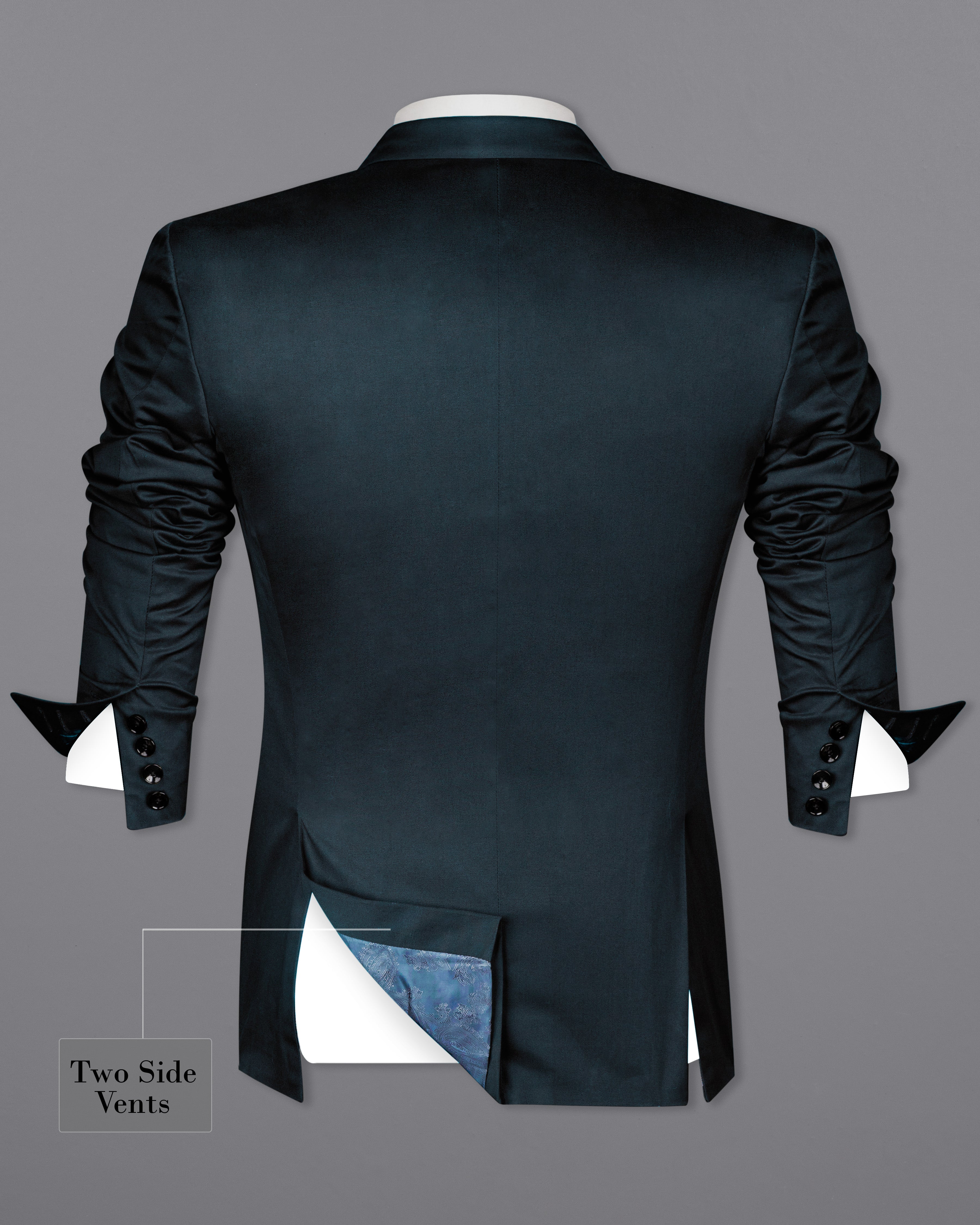 Timber Sea Green Solid Stretchable Premium Cotton Double Breasted traveler Blazer