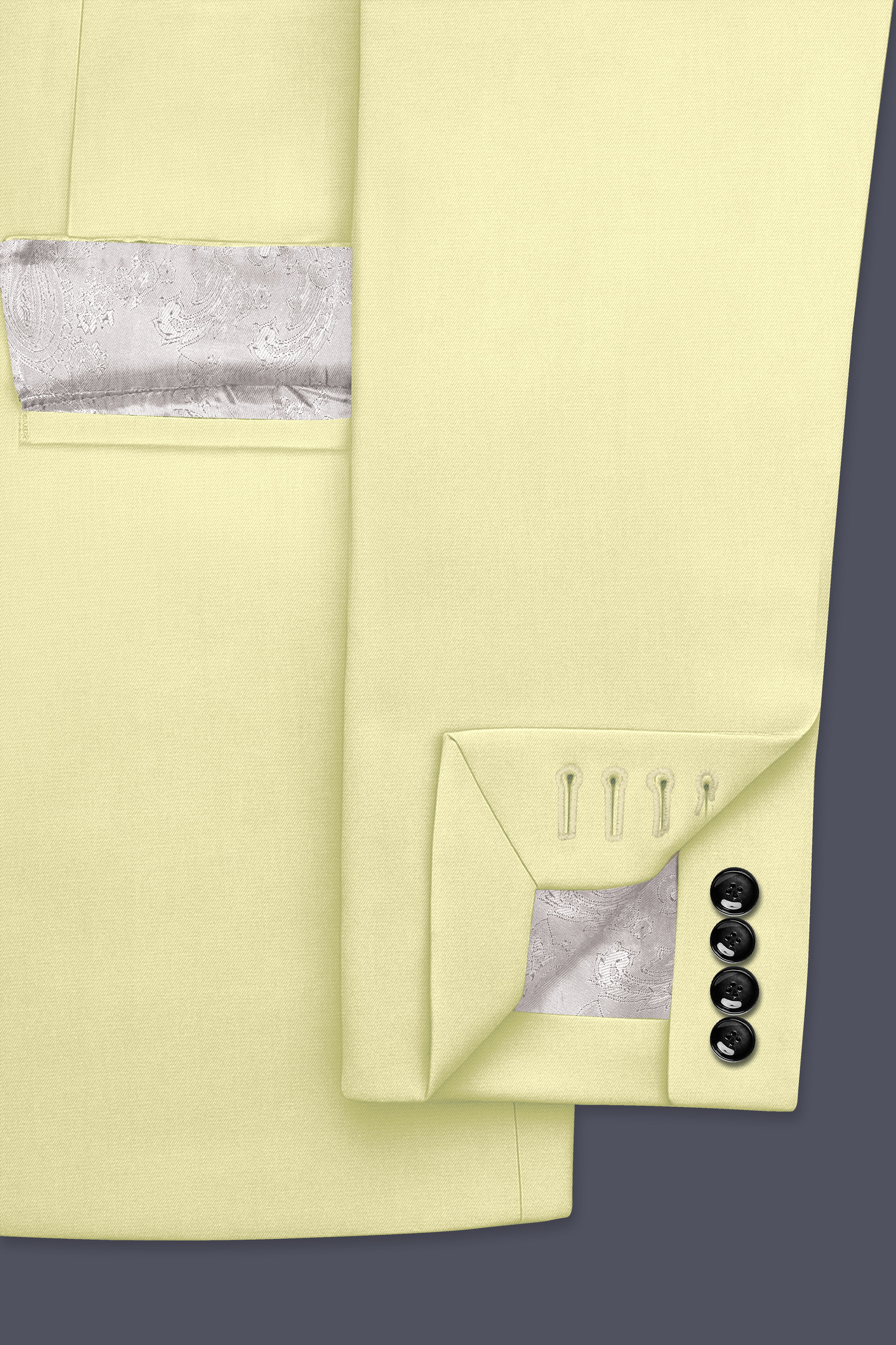 Maize Cream Stretchable Double Breasted Premium Cotton traveler Blazer