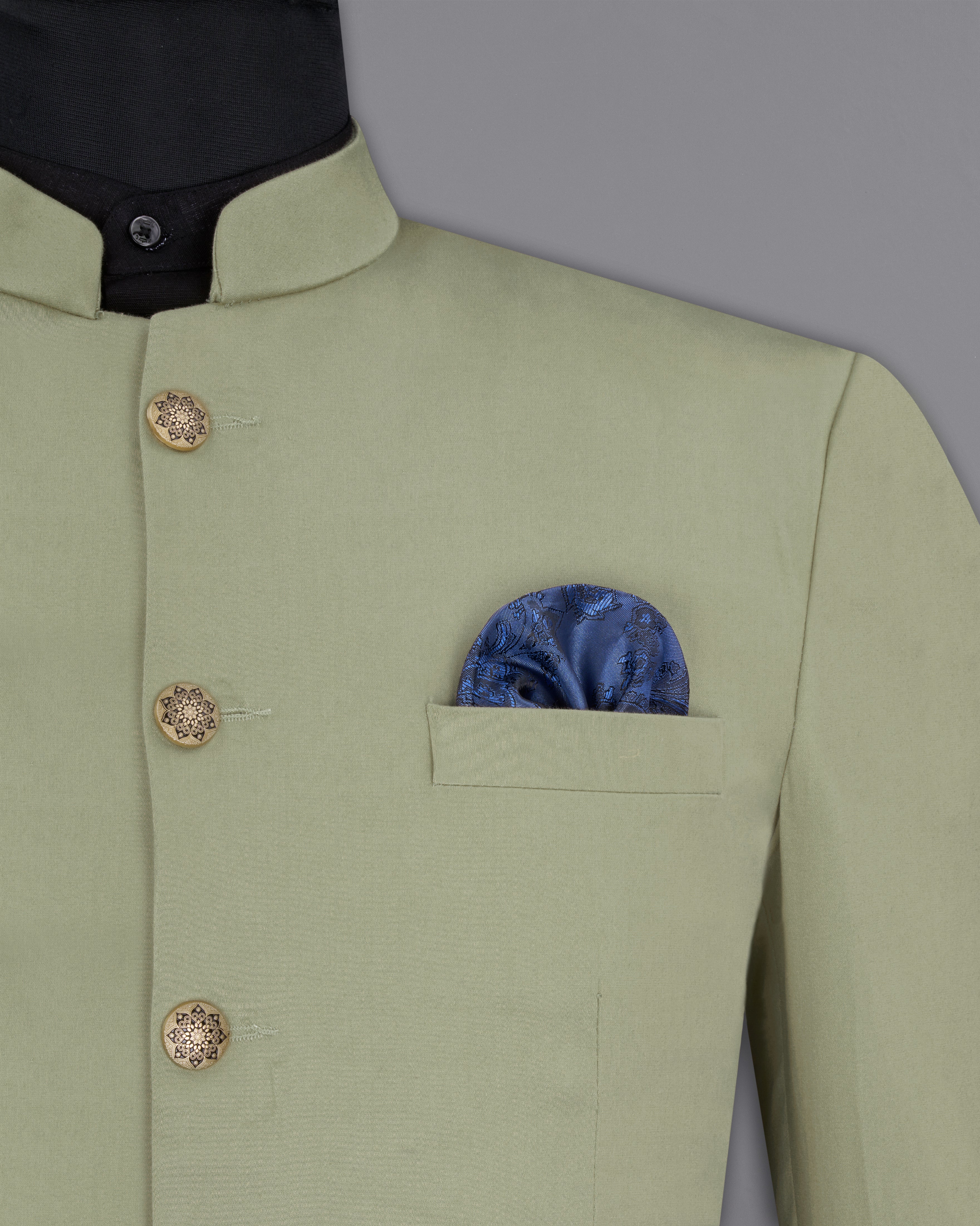 Granite Green Bandhgala Premium Cotton Stretchable traveler Blazer