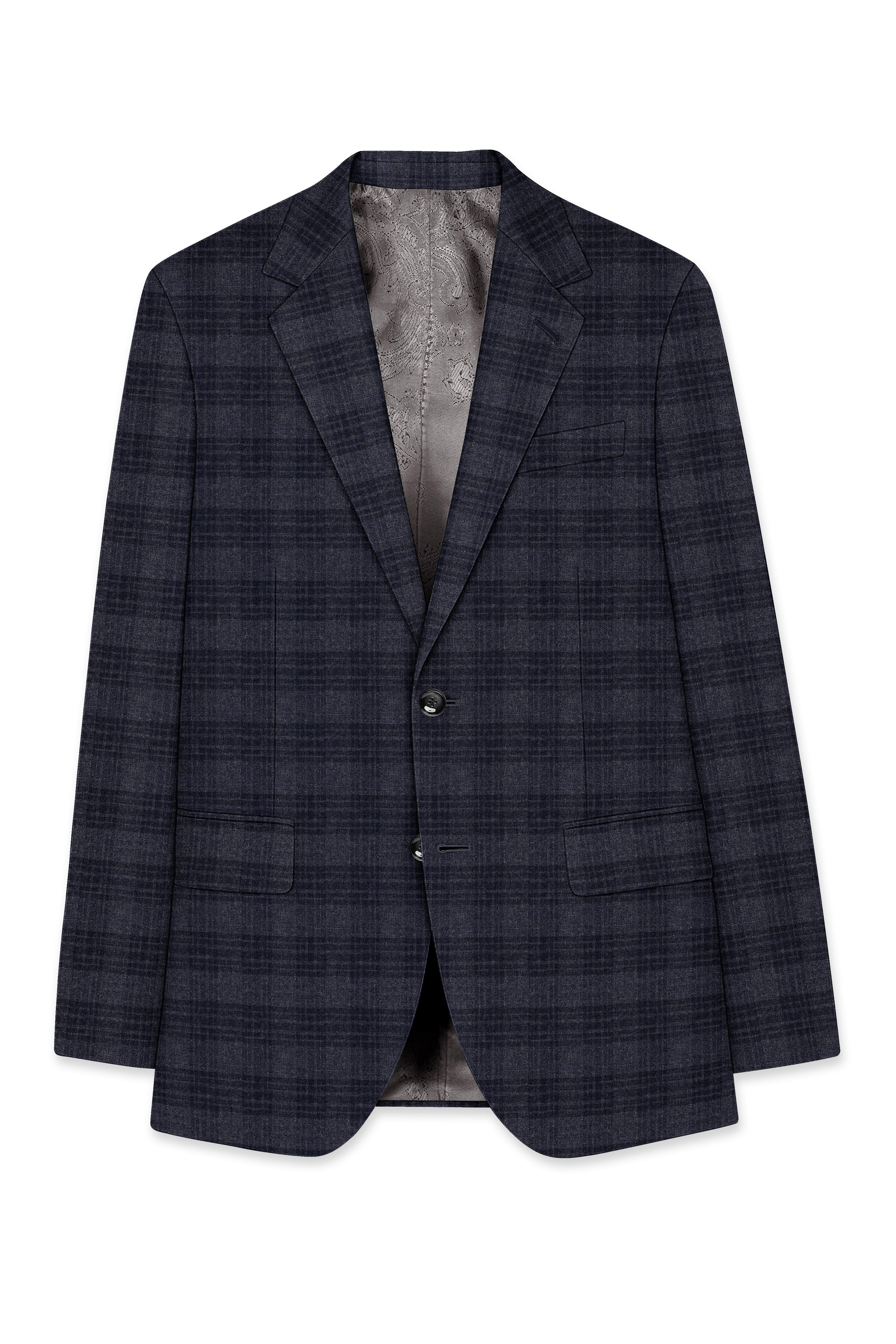 Tuna Gray Plaid Single-Breasted Blazer