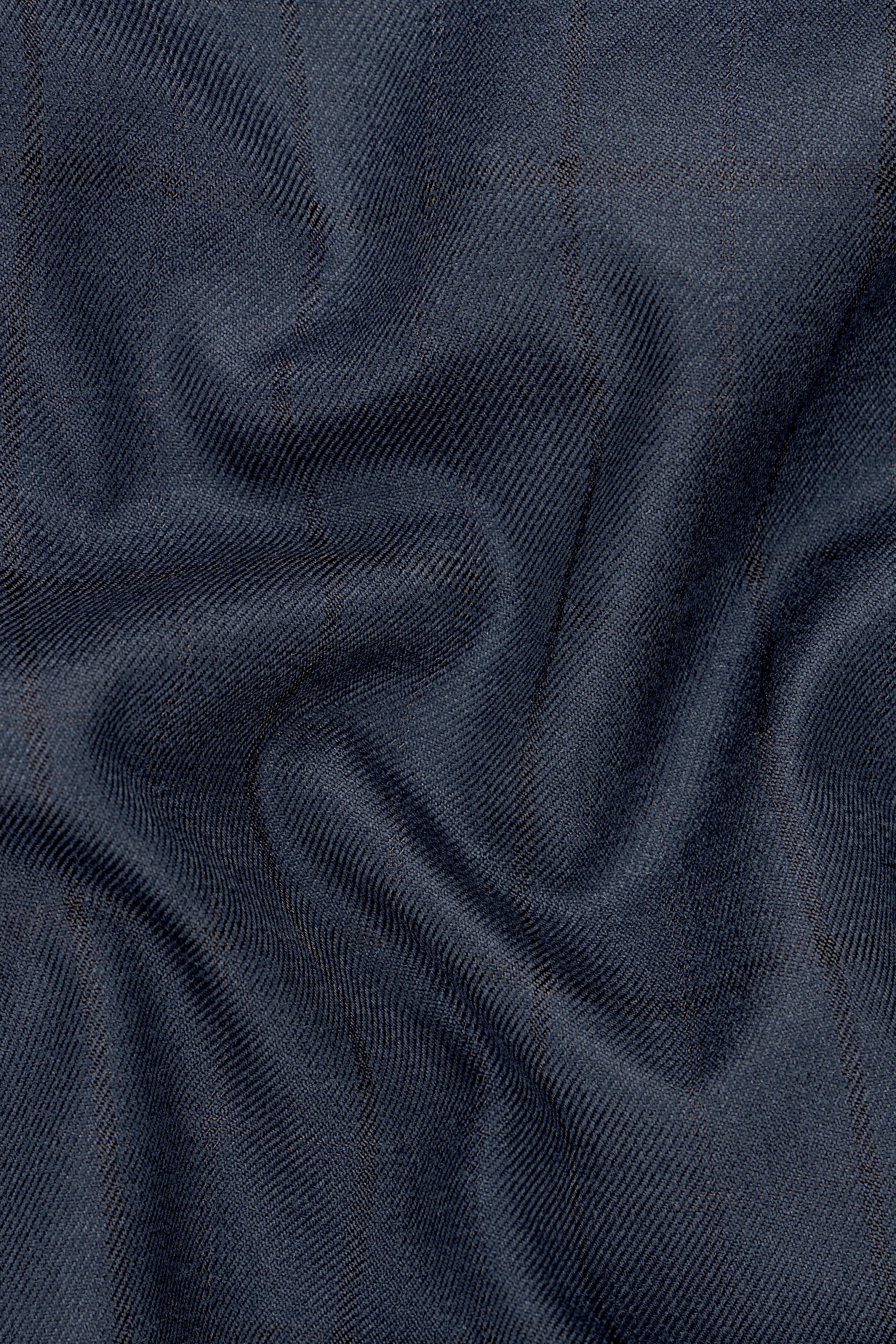 Shark Blue Subtle Windowpane Double-Breasted Blazer