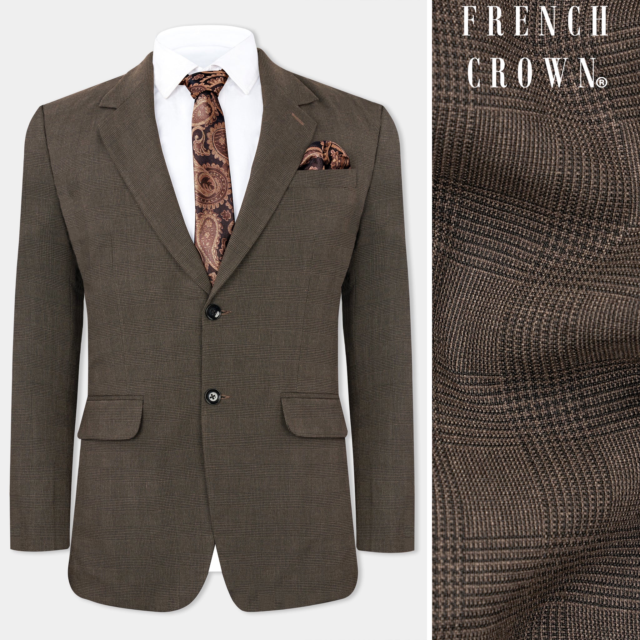 Men's Coffee Brown Single-Breasted Blazer with Notched Lapel